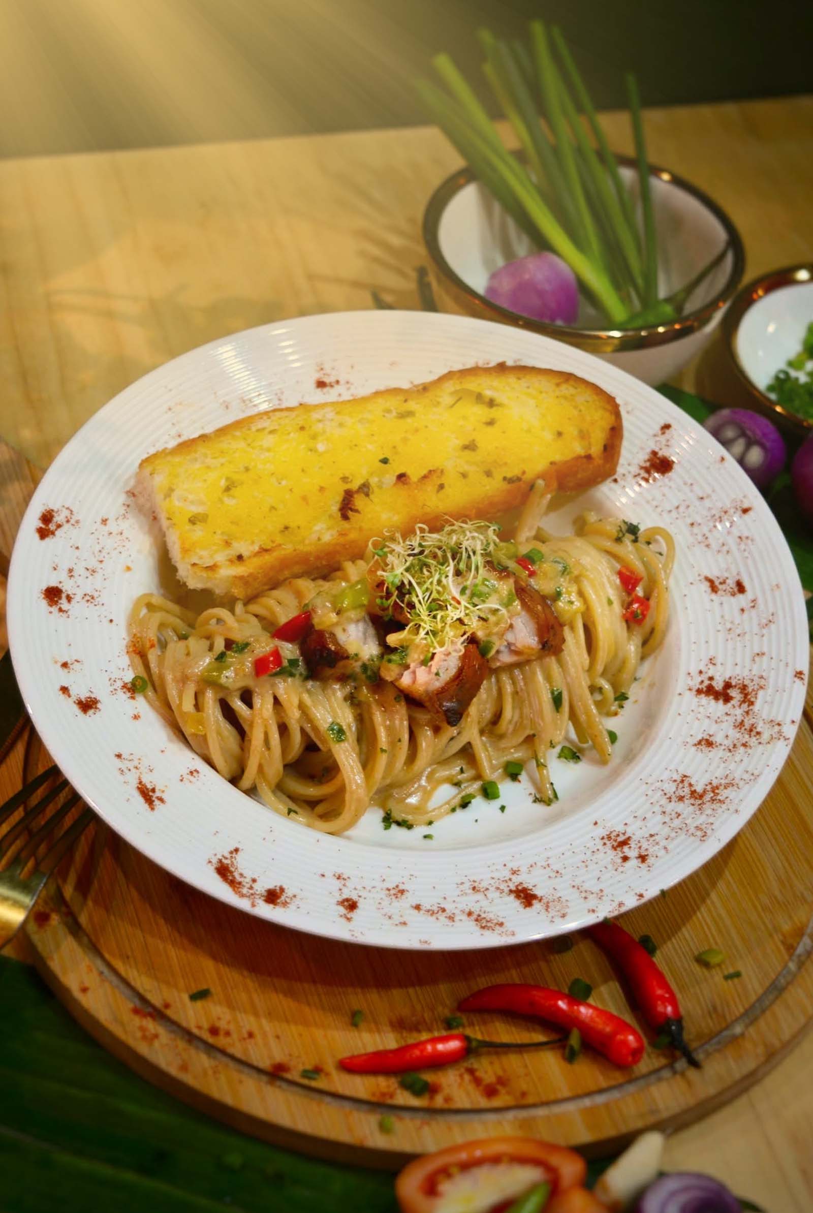 A dish of Bicol Express Pasta served at Racinà's restaurant