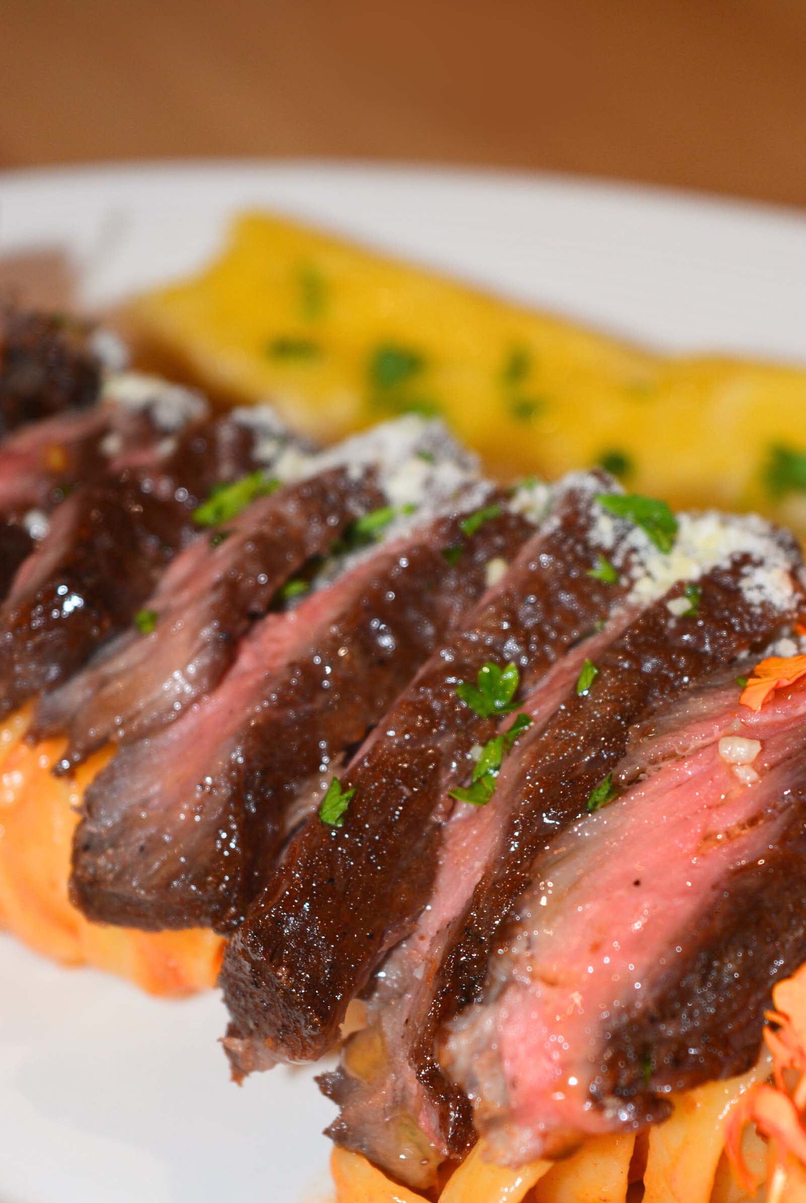 A dish of Cajun Steak Pasta served at Racinà's restaurant