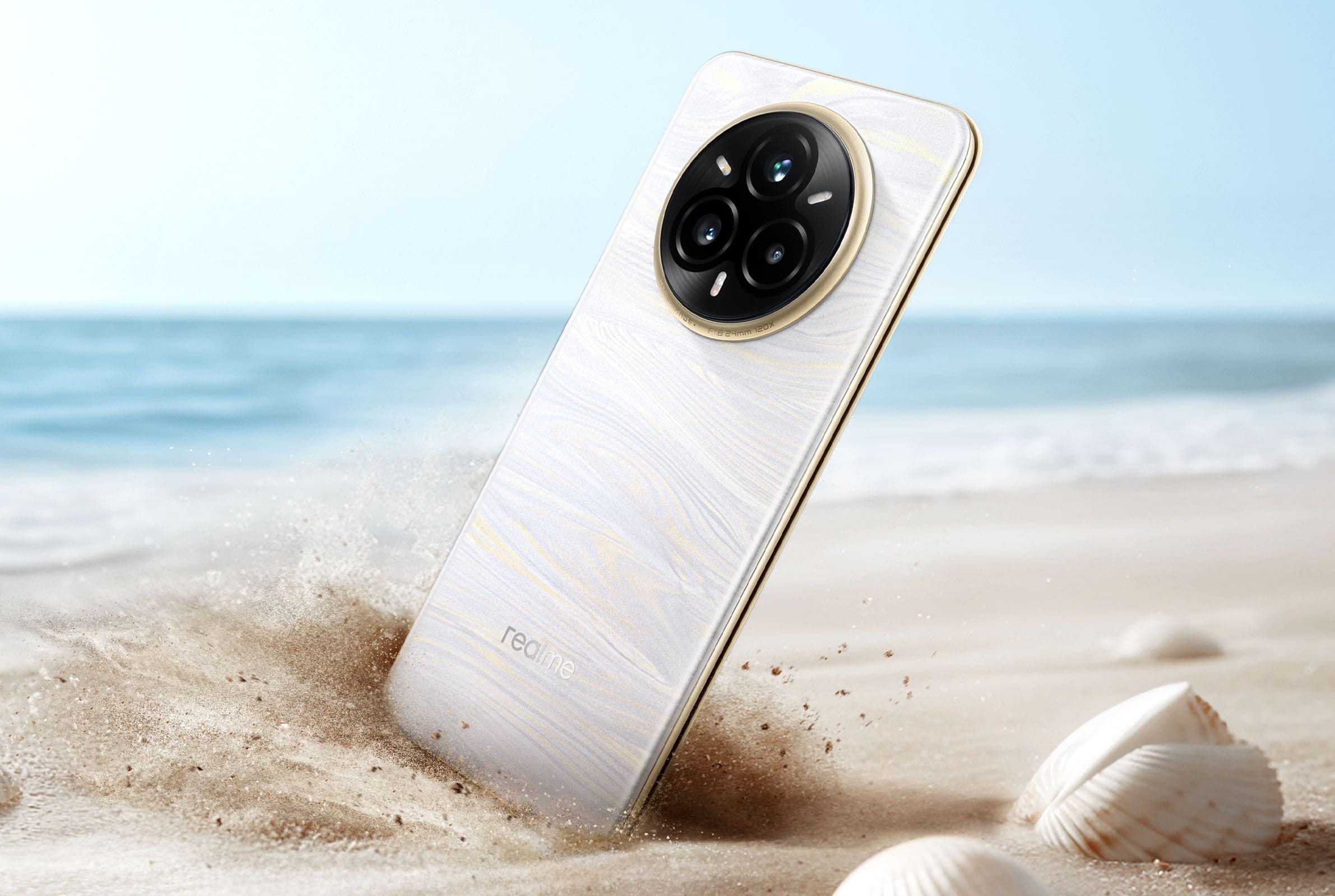 The exclusive Pearl White variant of realme's 14 and 14+ Pro Series line