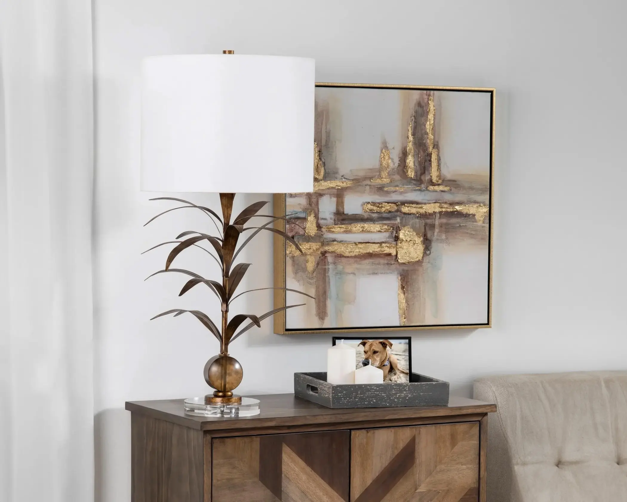 M Décore Mandalay Stylized Palm Fronds Table Lamp