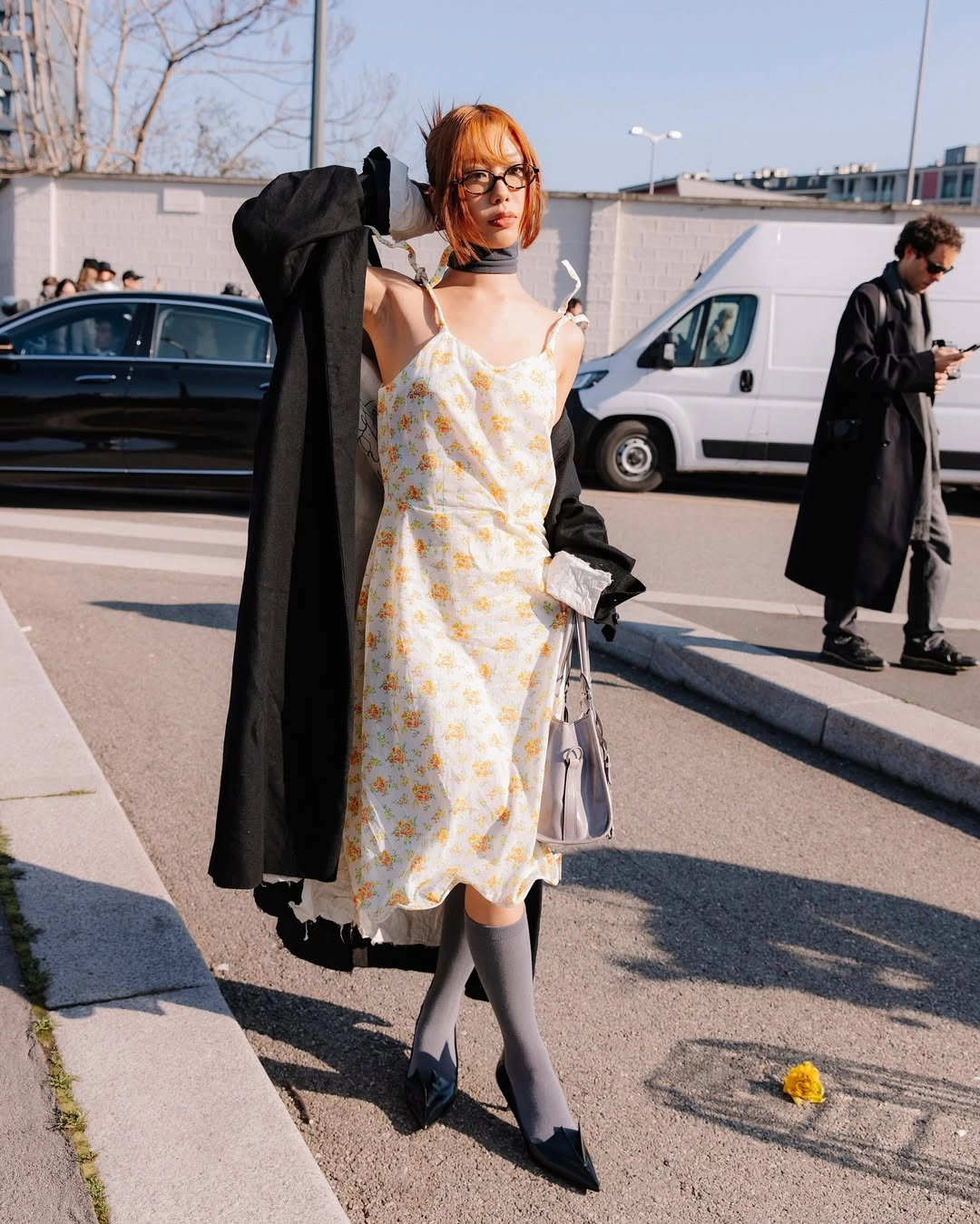 Mae Tan in Prada for the F/W25 show during Milan Fashion Week
