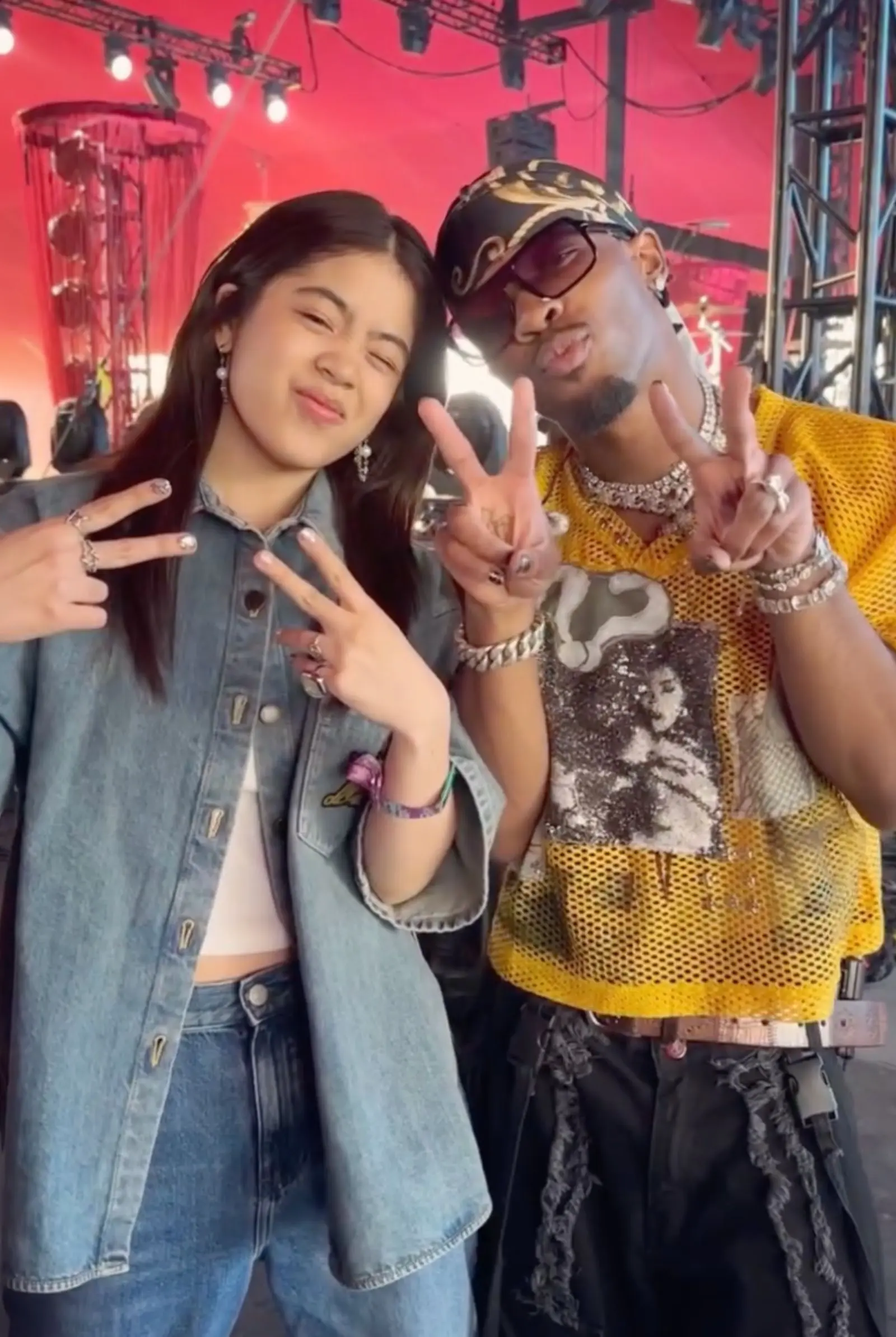 Niana Guerrero with american artist D4vd at coachella