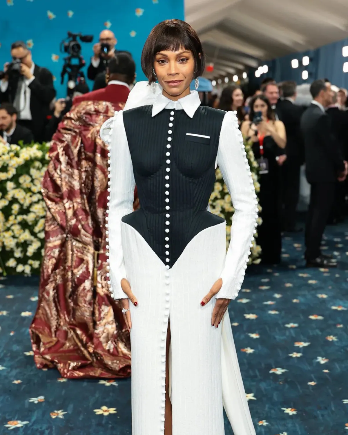 Zoe saldaña in thom browne Met gala 2025