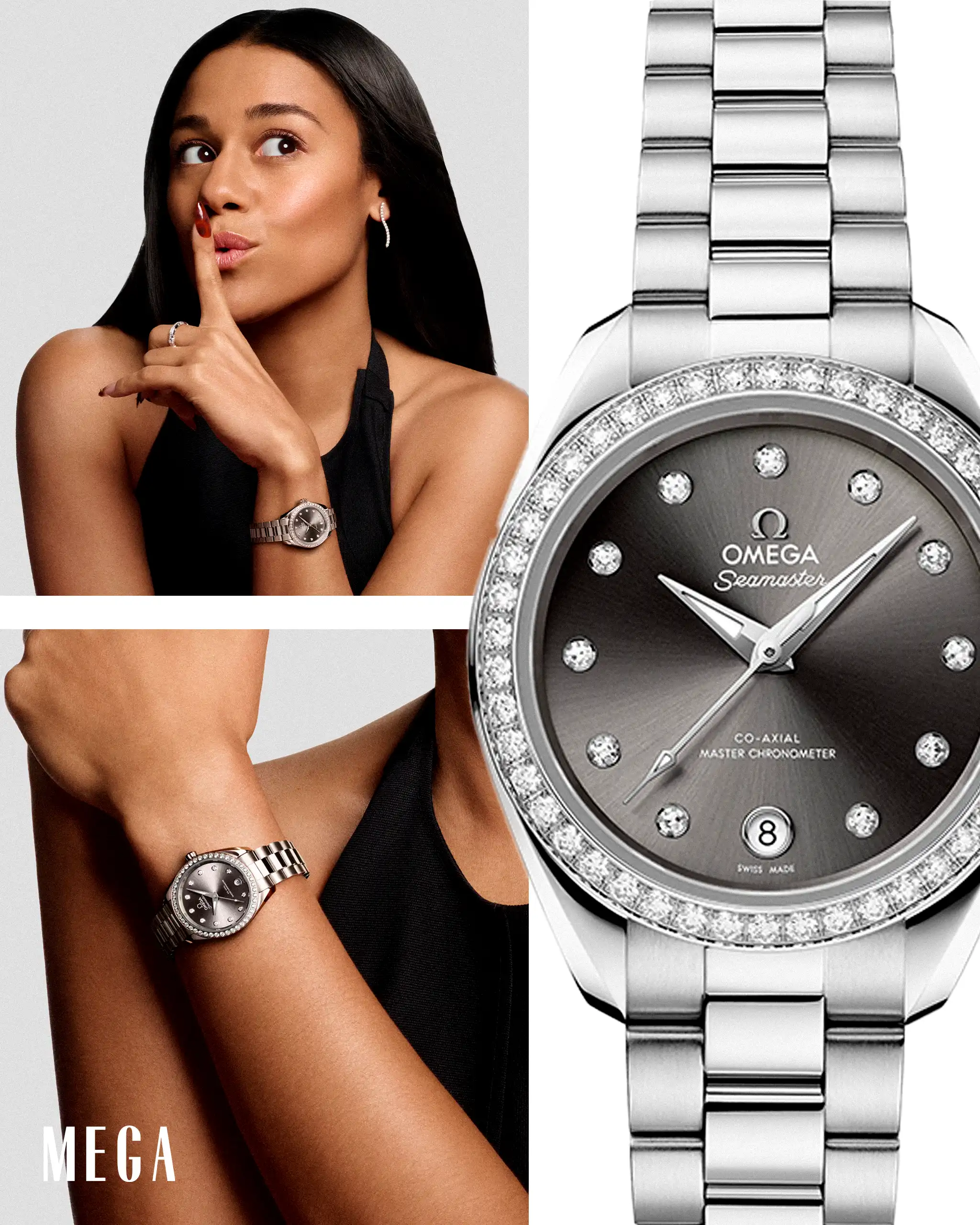 Mega omega Kyoto Japan aqua terra 30 mm my little secret campaign Ariana debose