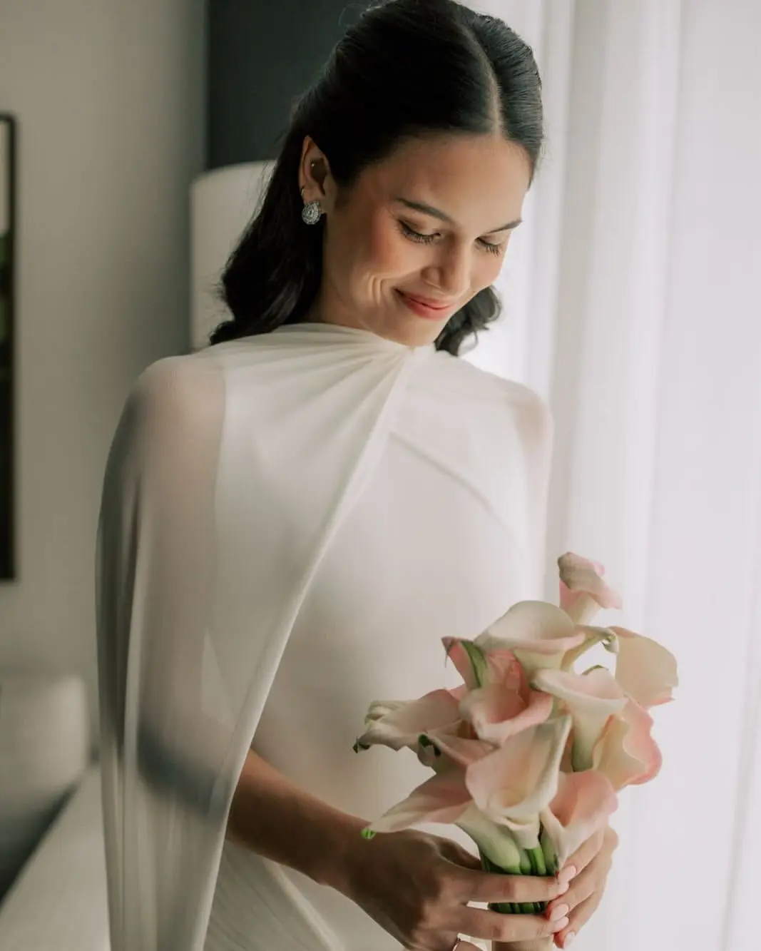 makeup by the bride herself, hair by demi gourdi