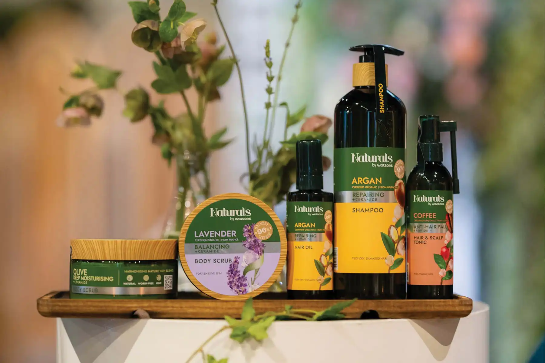 Personal care line naturals by watsons uses 100% recycled ocean-bound plastic packaging