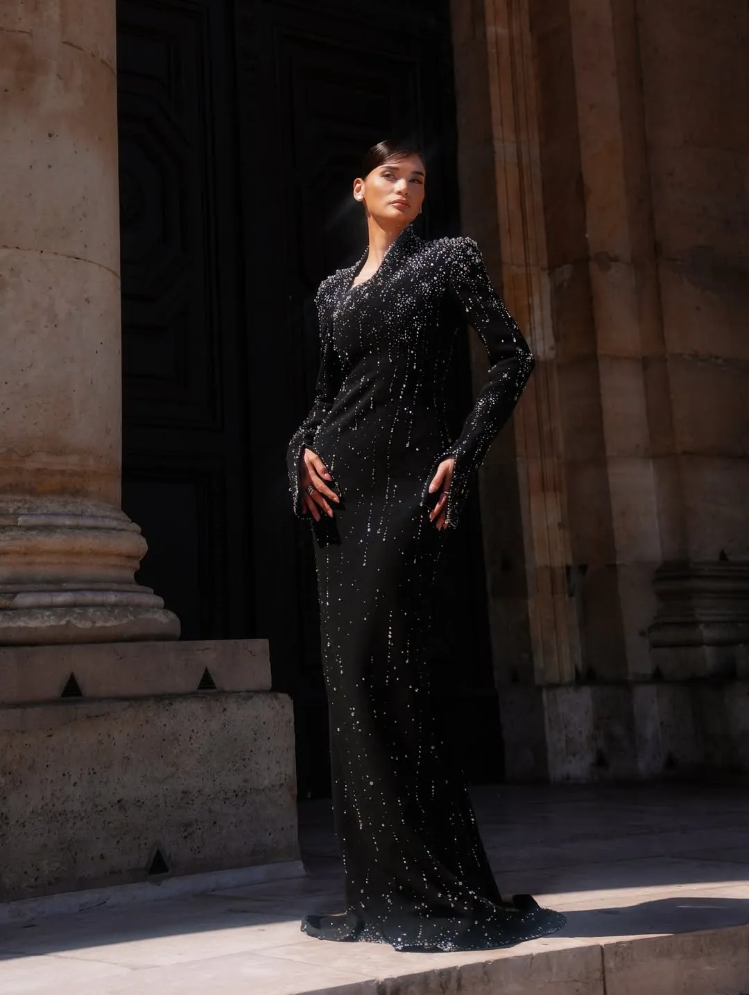 Pia Wurtzbach wearing Robert wun from s/s24 collection