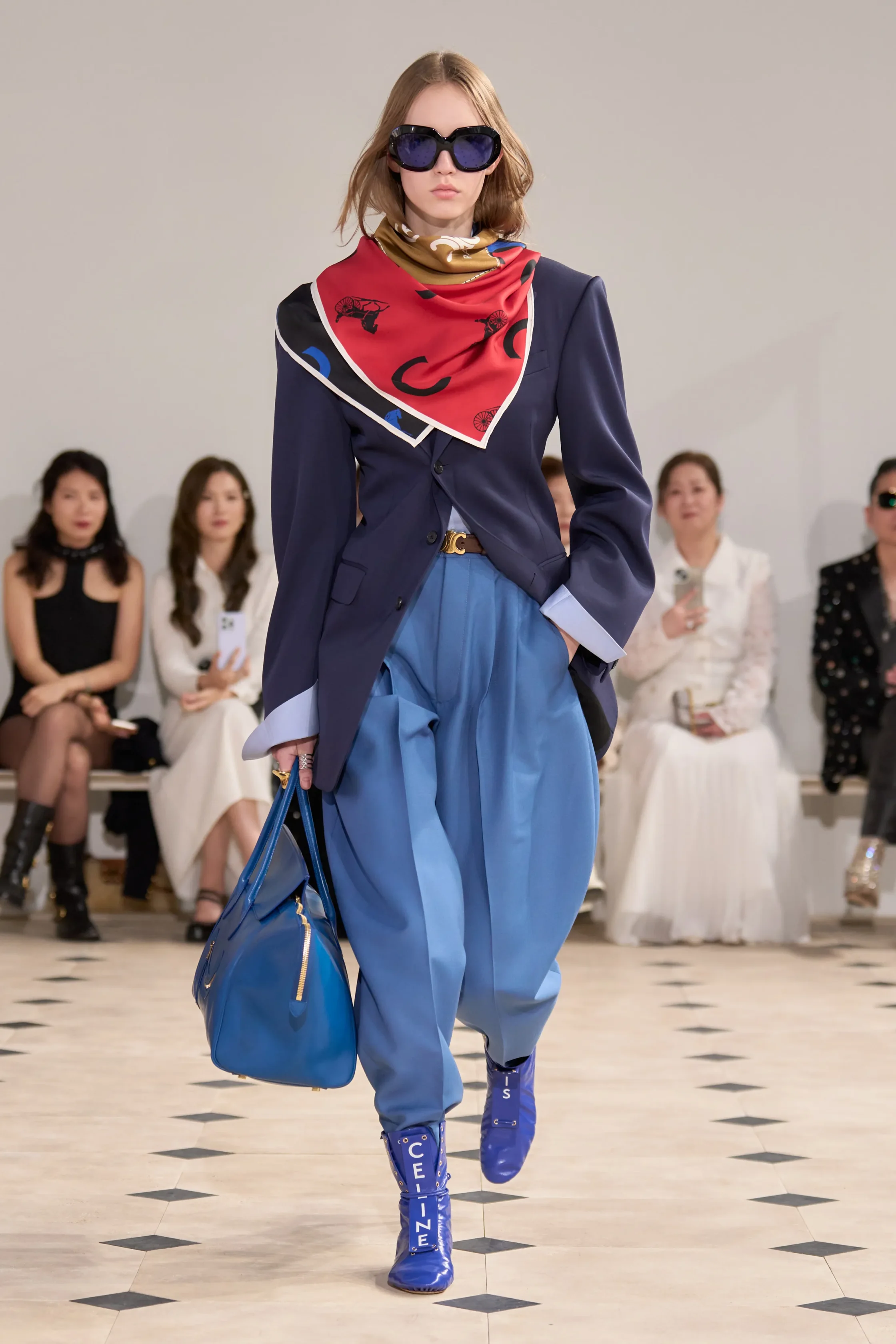 celine blue sharp magnificent scarf red ss26 spring summer michael rider