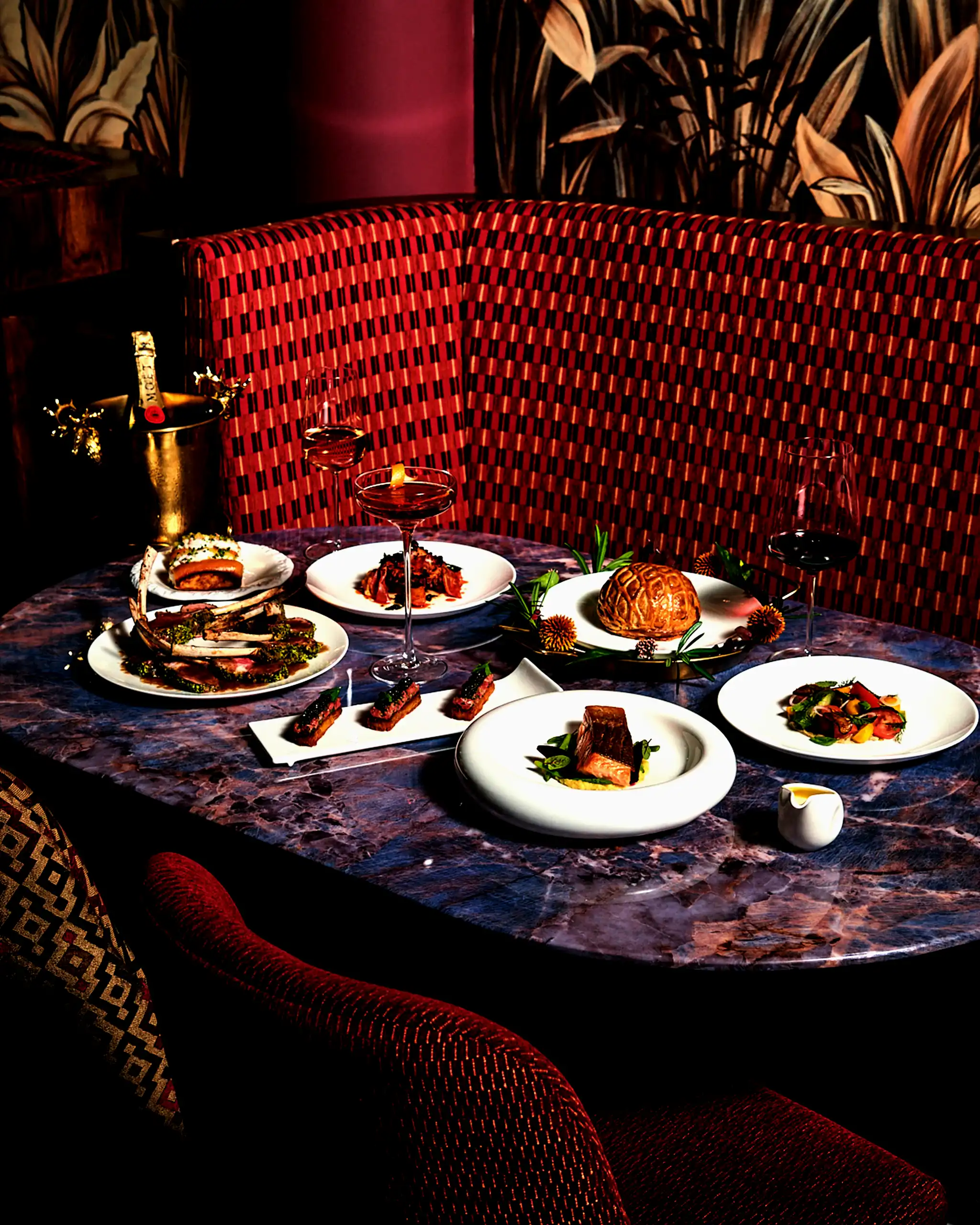 MEDUSA THE MAIN DISHES INCLUDING ROASTED LAMB RACK, NORWEGIAN SALMON, AND OCTOPOS AND CHORIZO