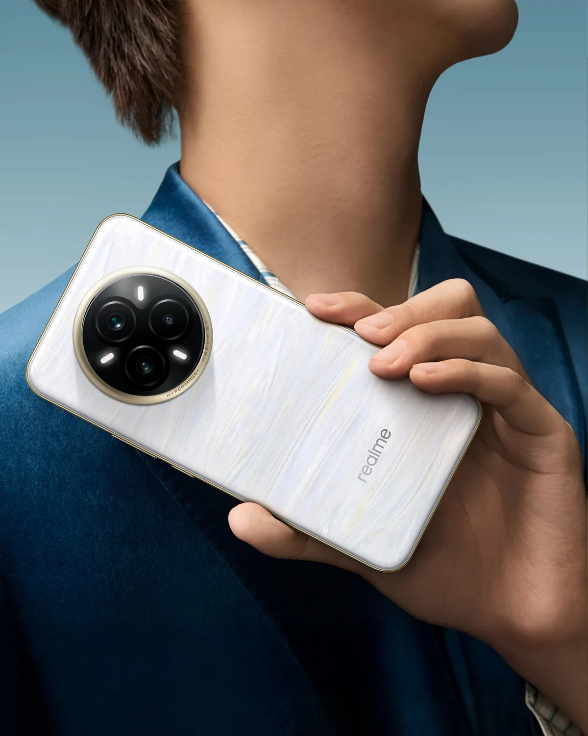 The Pearl White variant of realme's 14 Pro Series