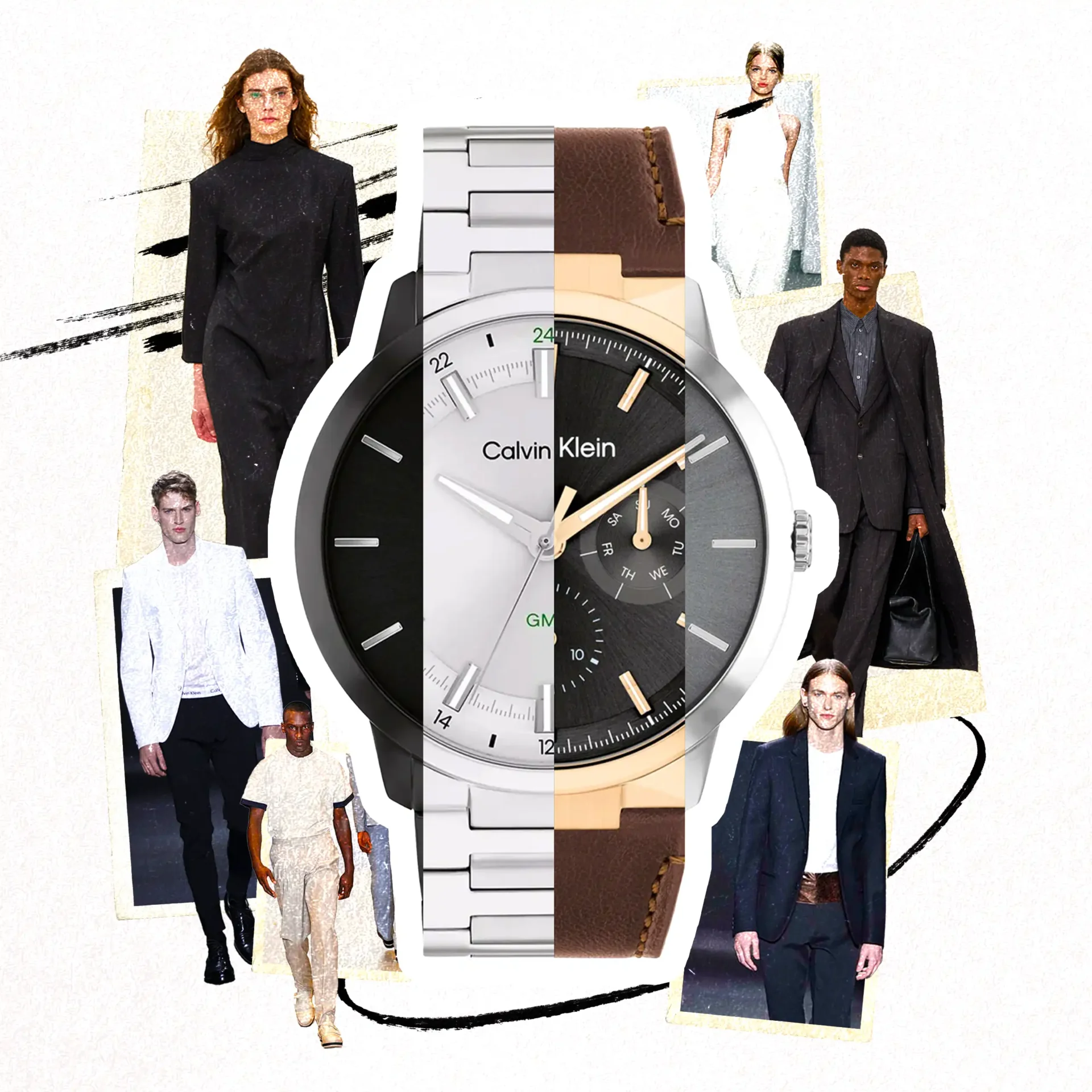 Calvin Klein's 'Return to Timeless' analog watches, styled by MEGA