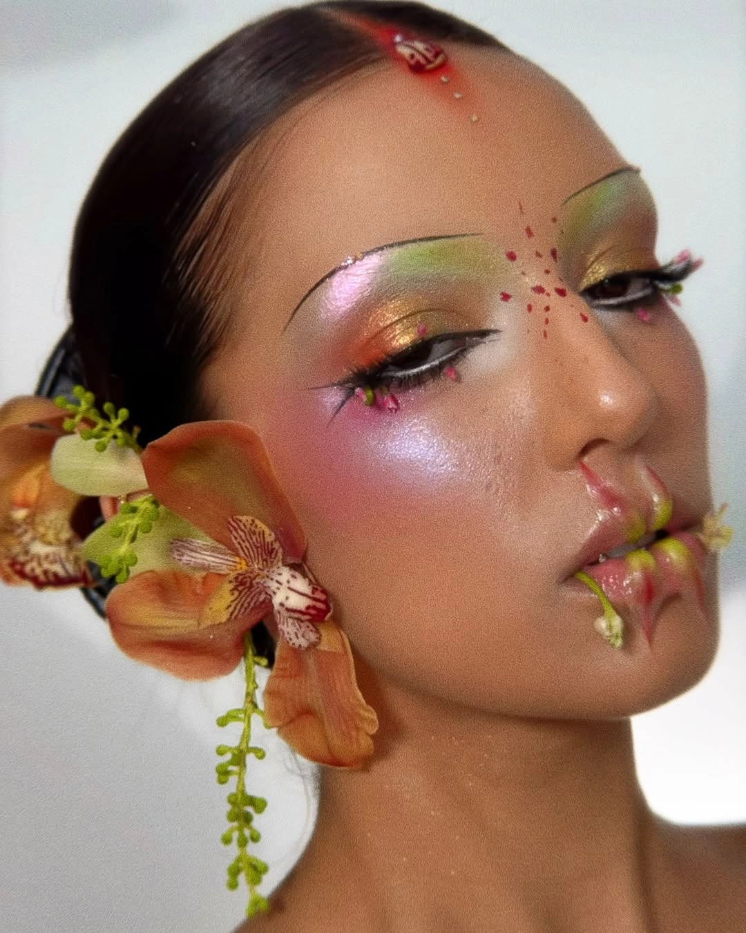 Floral-themed makeup