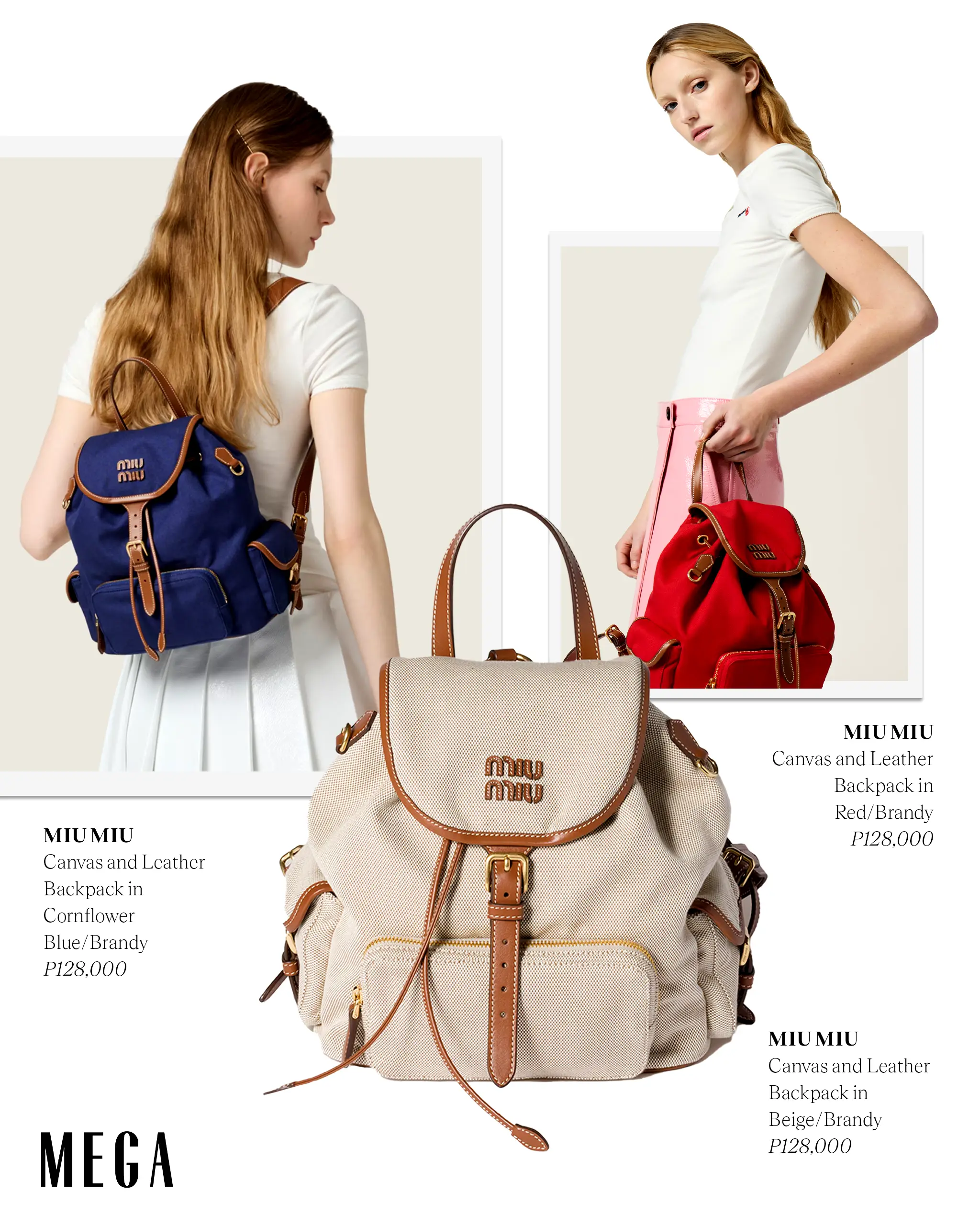 MIU MIU Canvas and Leather Backpack