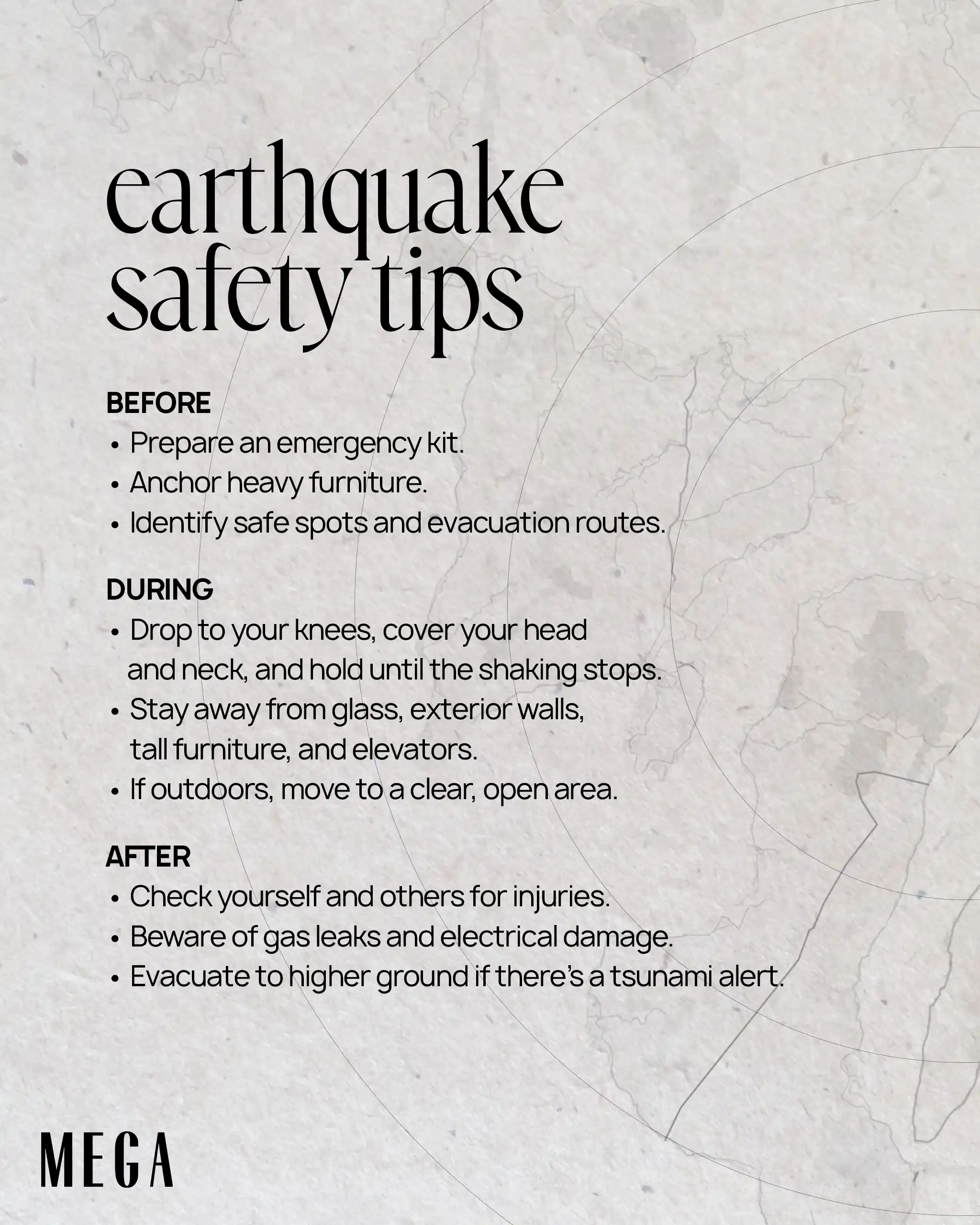 EARTHQUAKE SAFETY TIPS