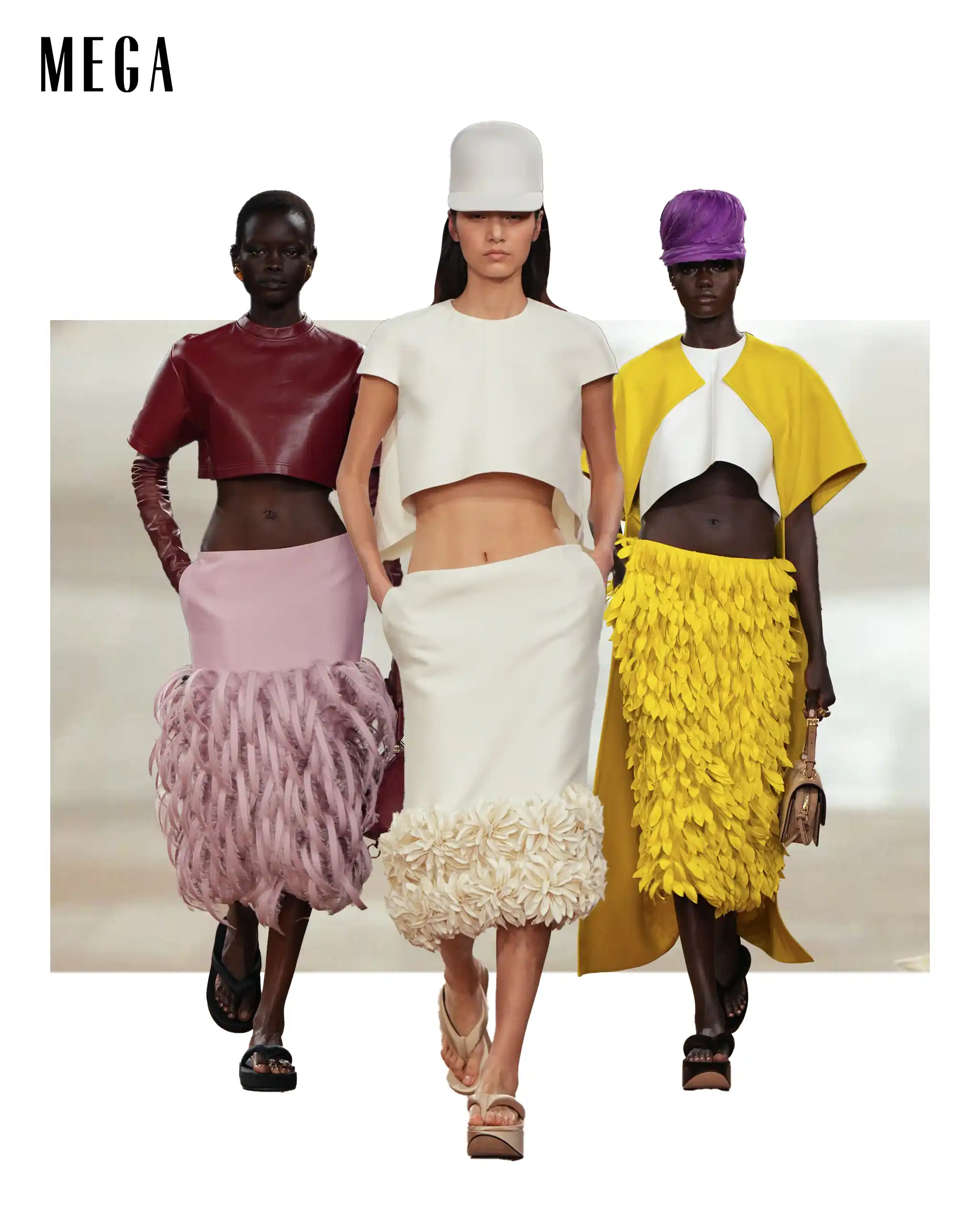 The structured top and tactile skirt combo has always been Balenciaga-coded