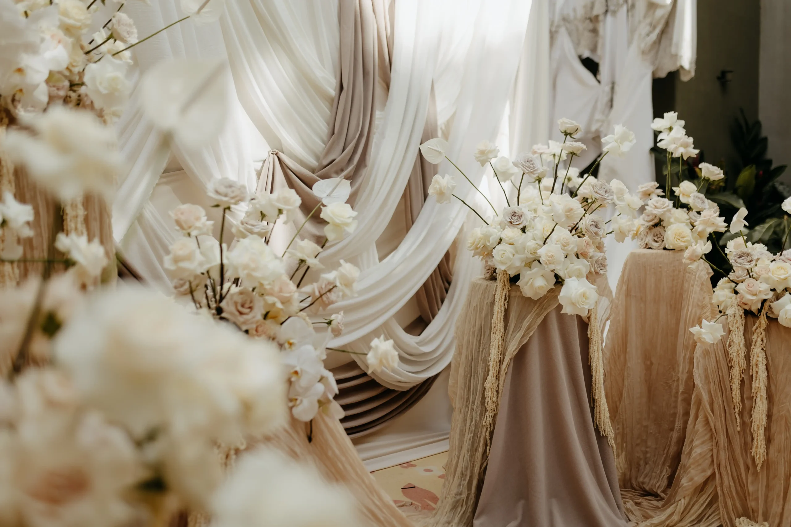 Floral arrangement at the wedding ceremony