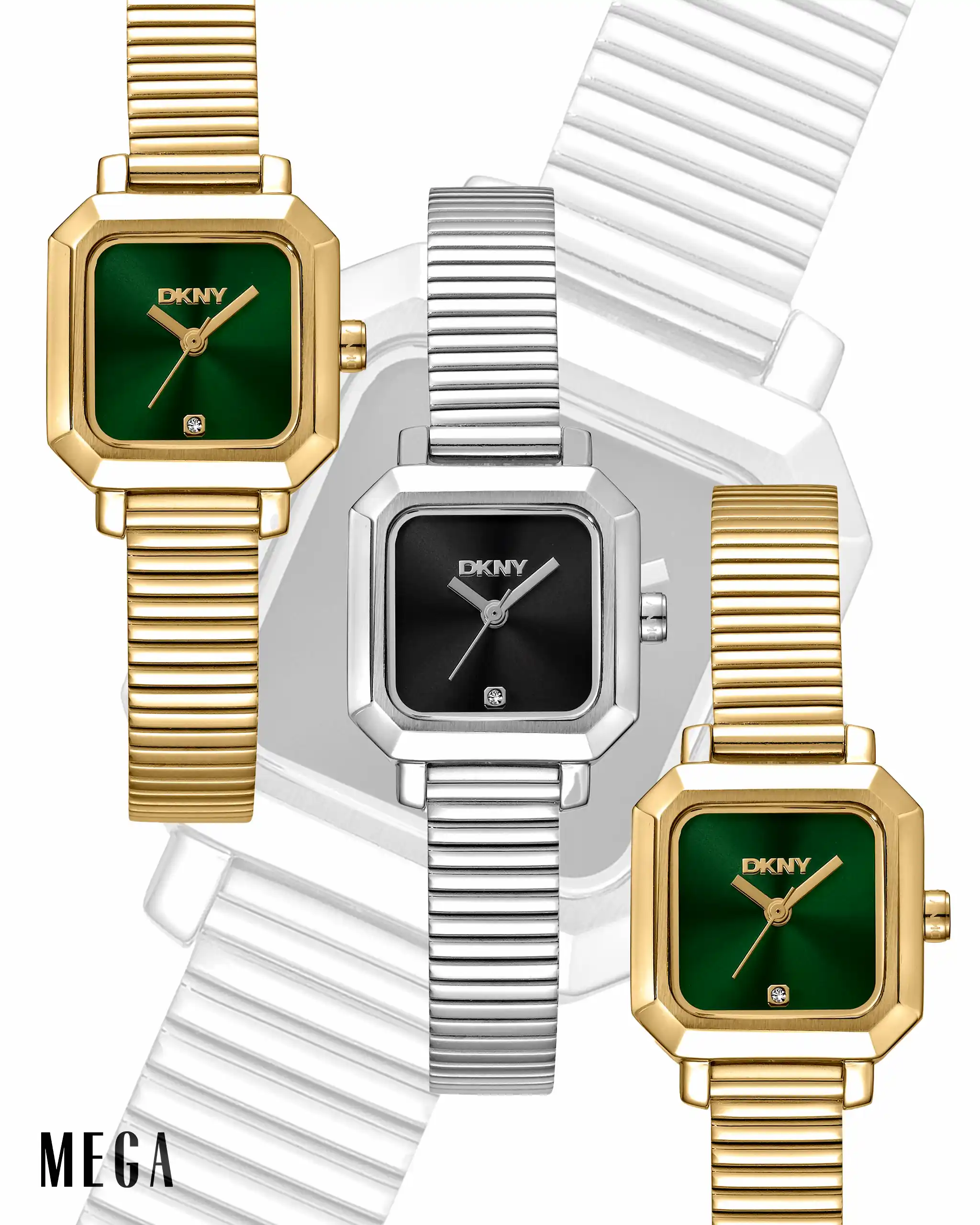 DKNY Everyday 22mm x 22mm, which comes in silver, gold, and rose gold
