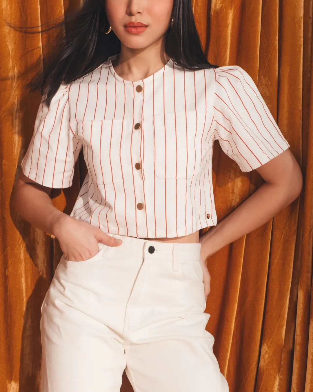 VERTICAL PINSTRIPES GIVE THE ILLUSION OF LENGTH, TOO