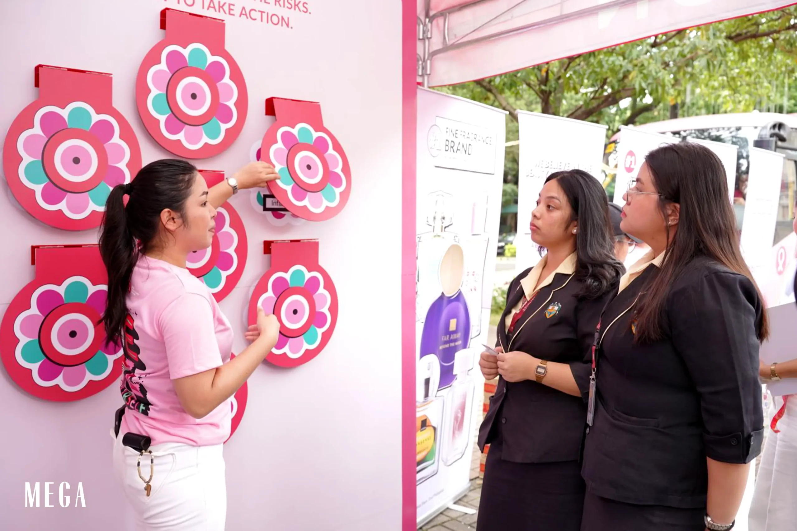 Women celebrating Avon's cause together.