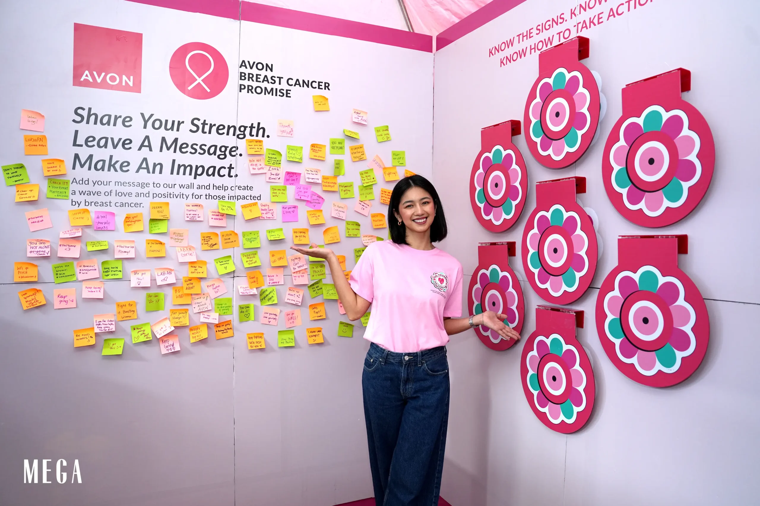 Women celebrating Avon's cause together.