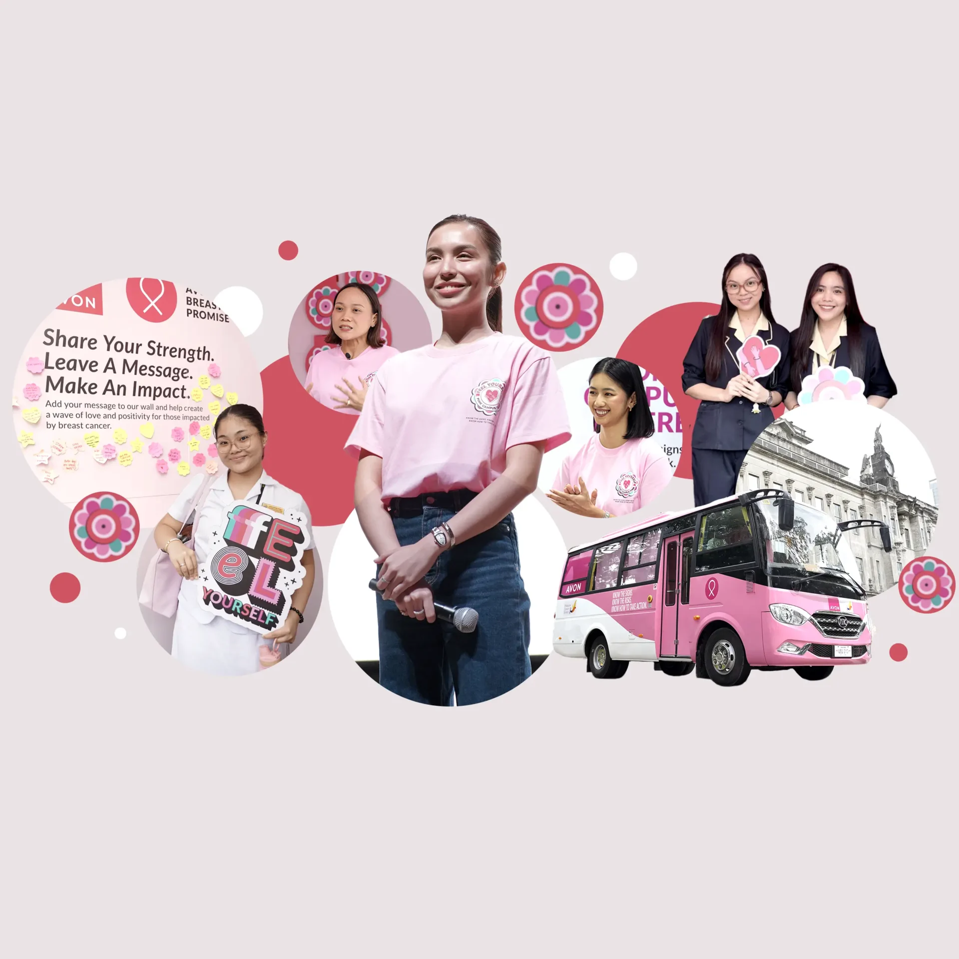 Women celebrating Avon's cause together.
