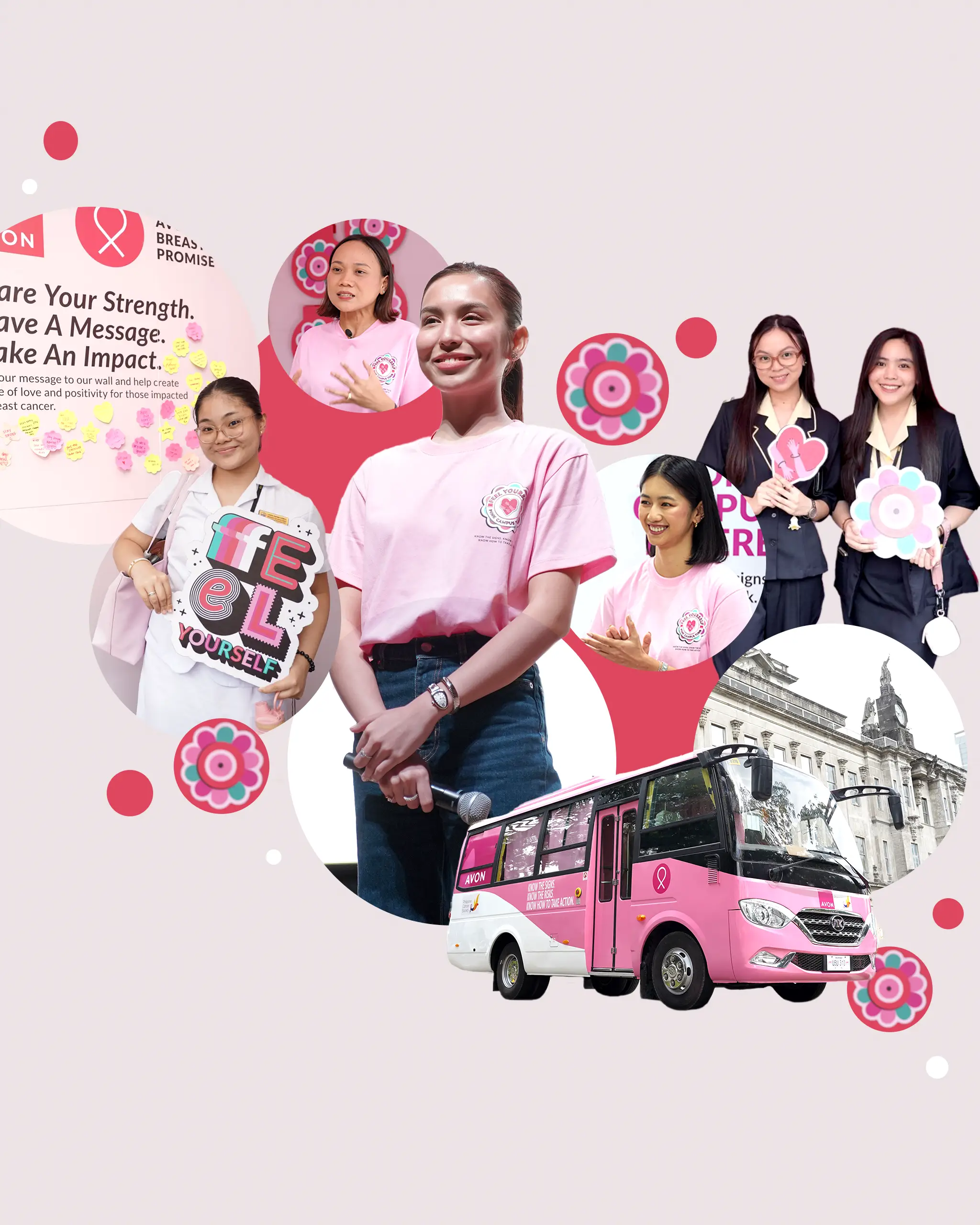 Women celebrating Avon's cause together.