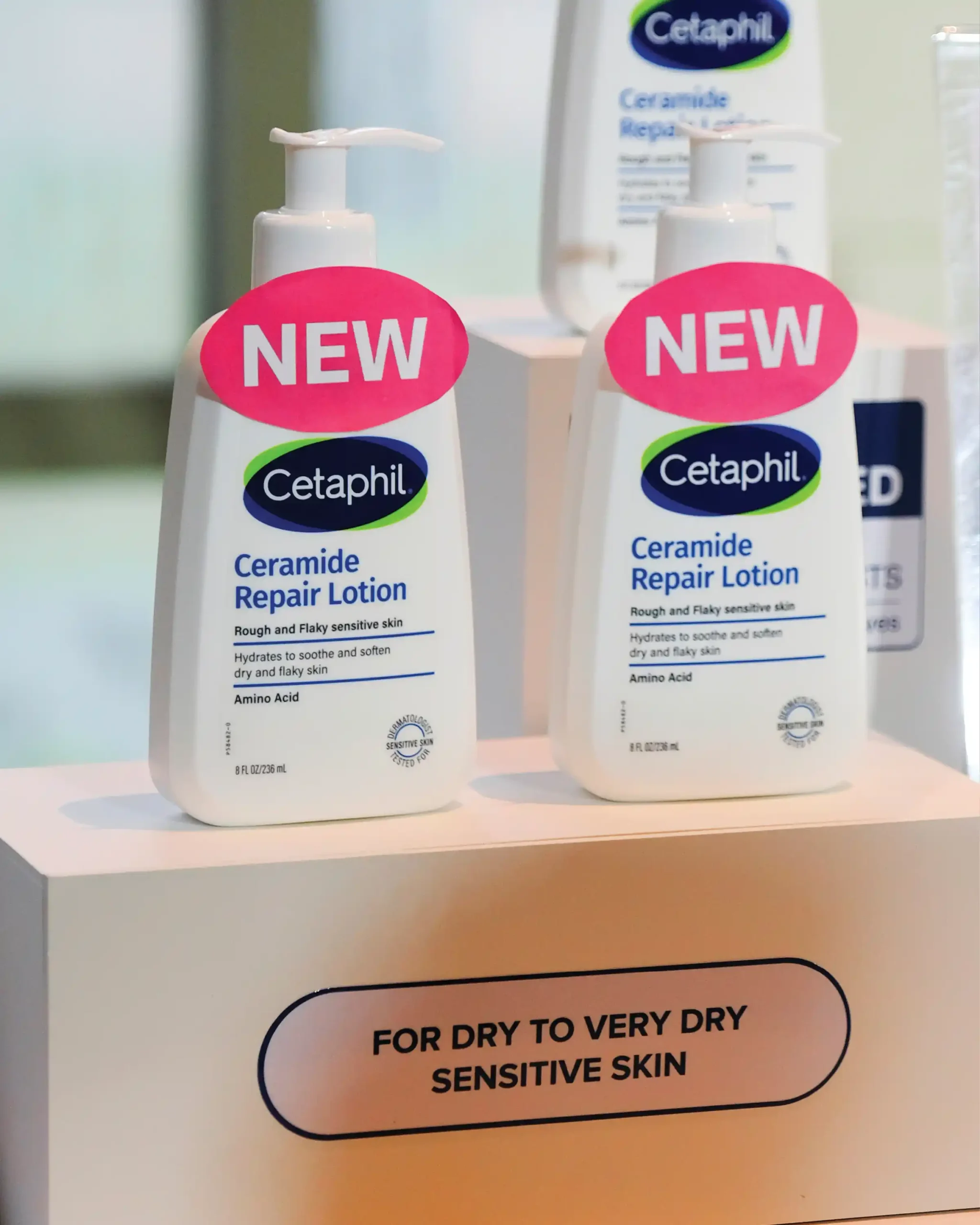 The Lotion bottles on display