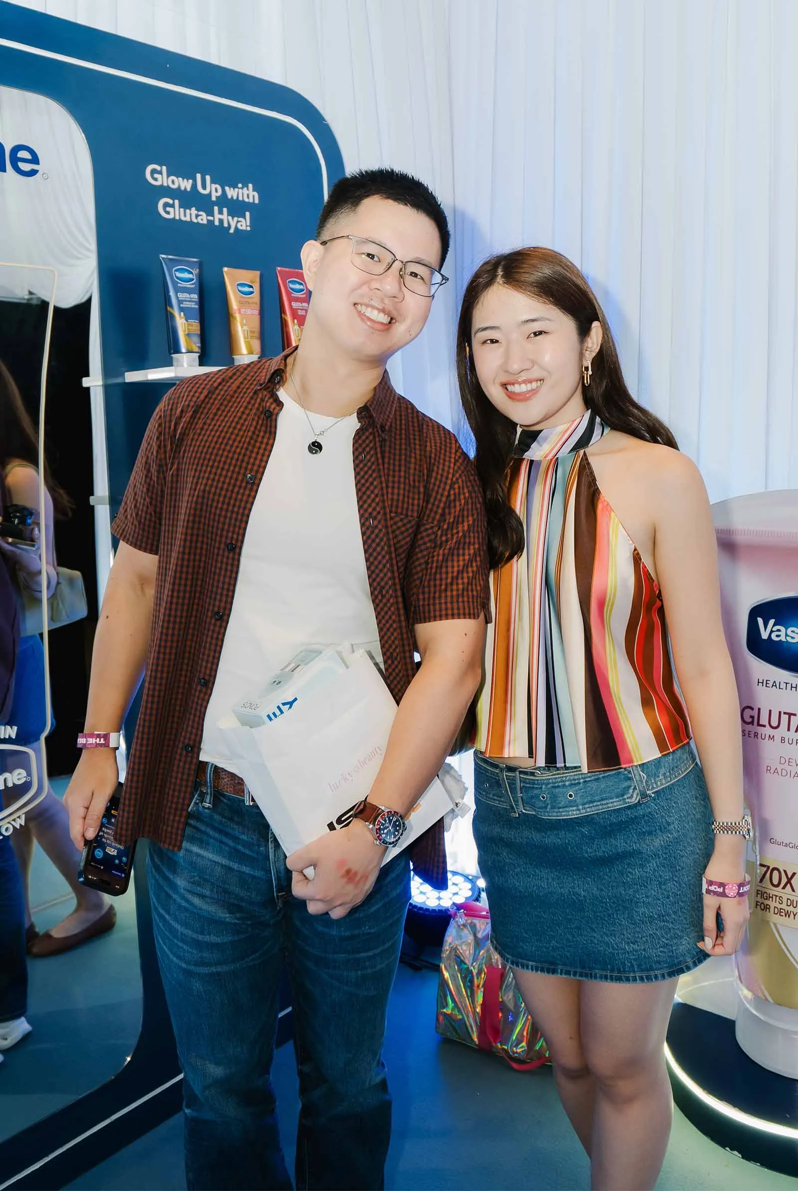 A couple at Vaseline's booth.
