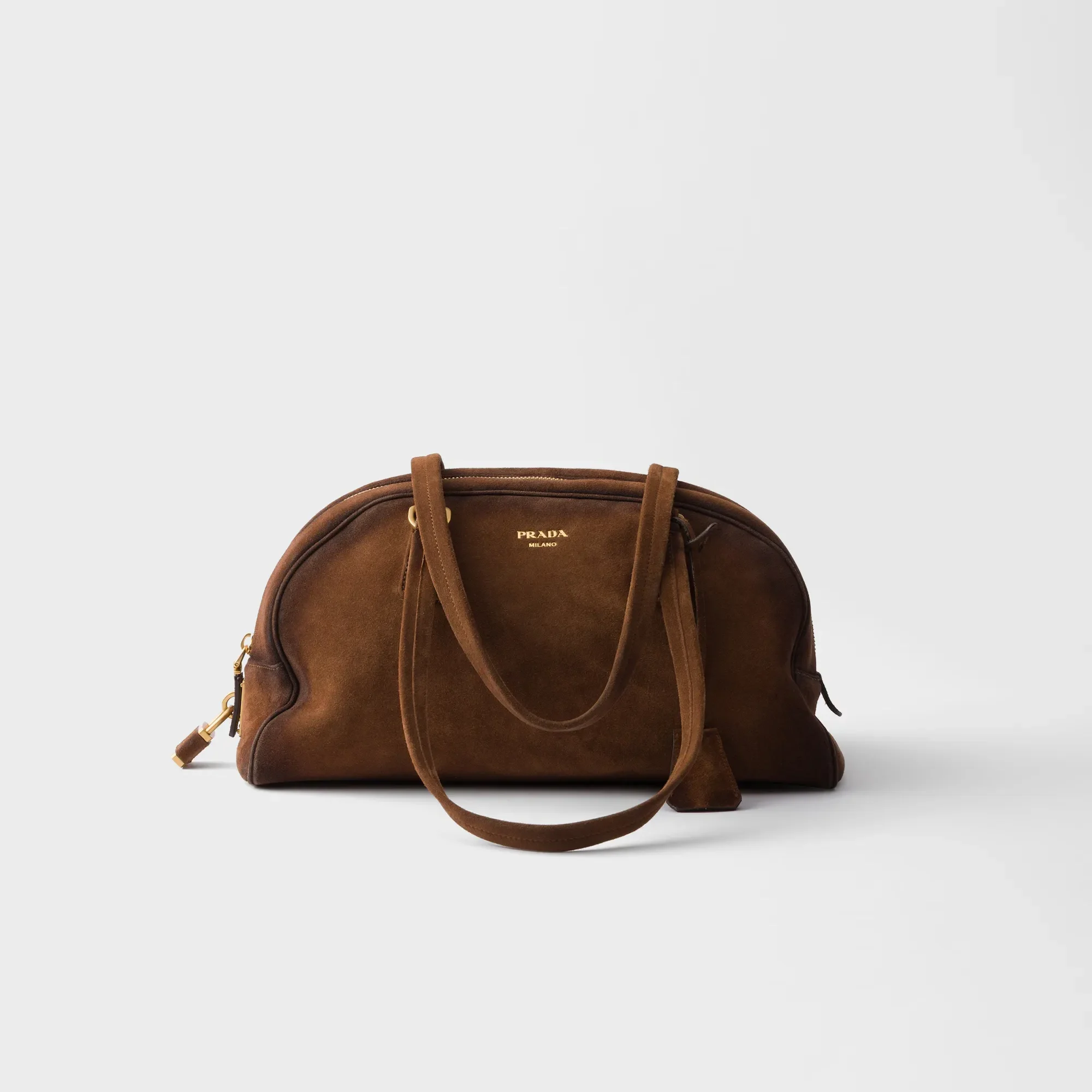 prada bowling in cocoa brown suede