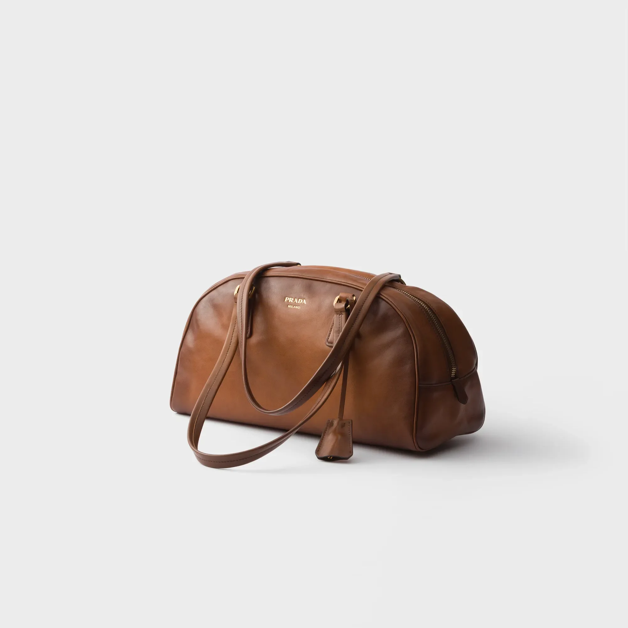 prada bowling in cognac leather