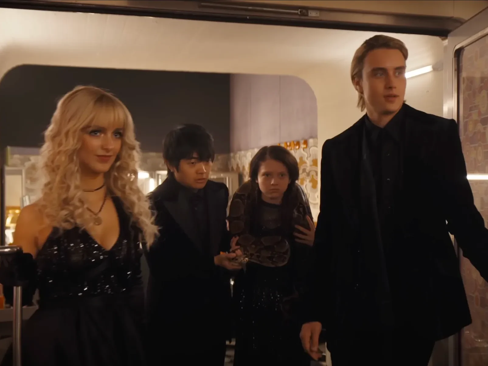 Mckenna grace as Maysilee donner, ben wang as wyatt callow, iona bell as Lou Lou, Joseph Zada as Haymitch Abernathy