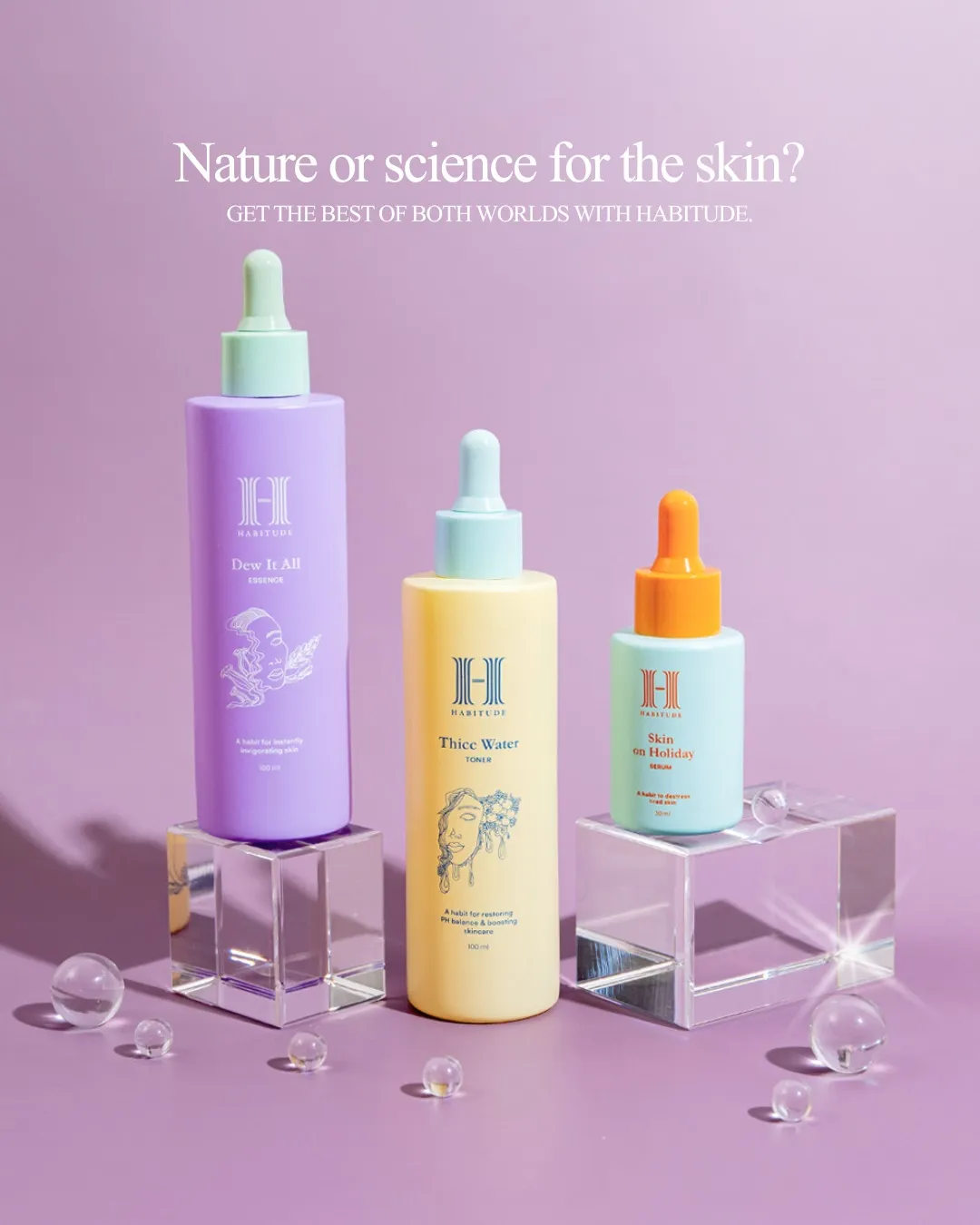 Prime, Plump, Power Trio skincare lineup from Habitude Lifestyle, a mindful Filipino lifestyle brand centered on high-efficacy, sustainable formulations.