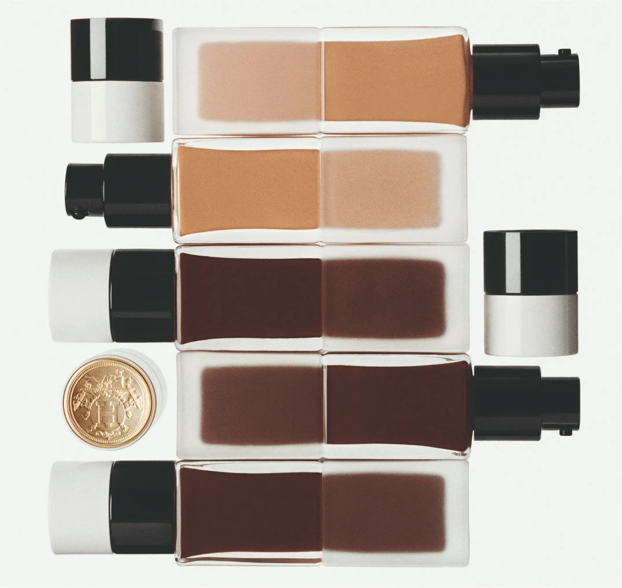The Hermès Luminous Matte Skincare Foundation is available in 34 shades