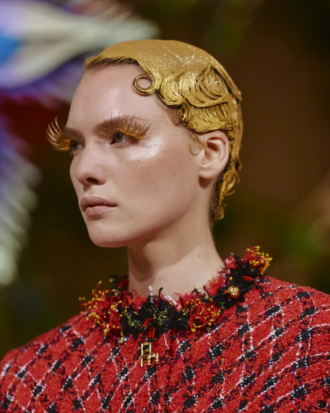 golden hair and lashes