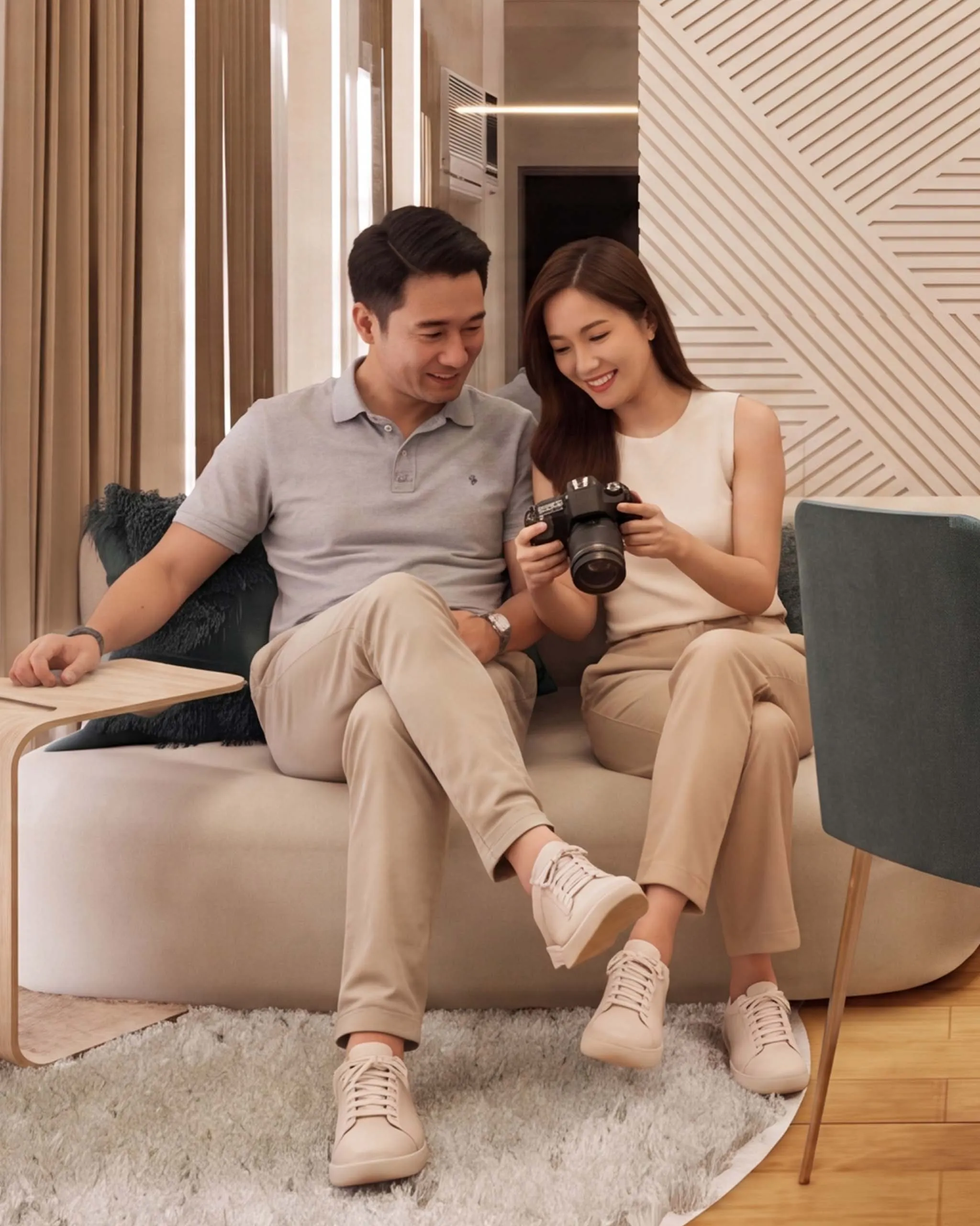 A couple sat inside their home