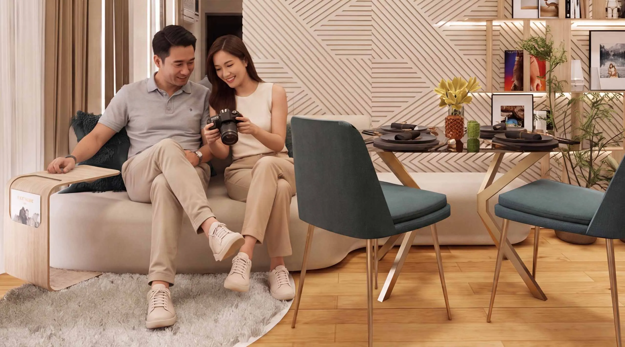 A couple sat inside their home
