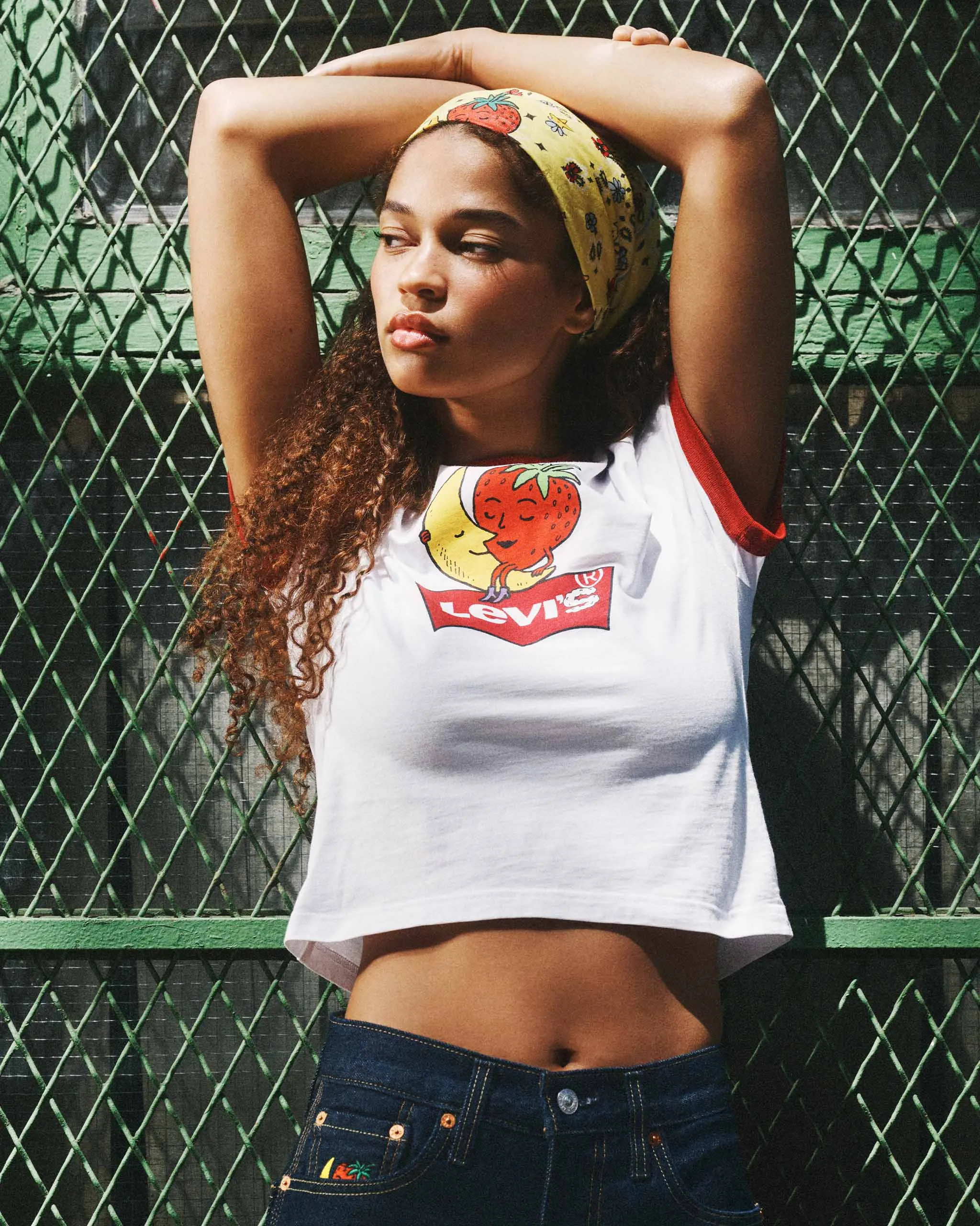 The model in her ringer tee