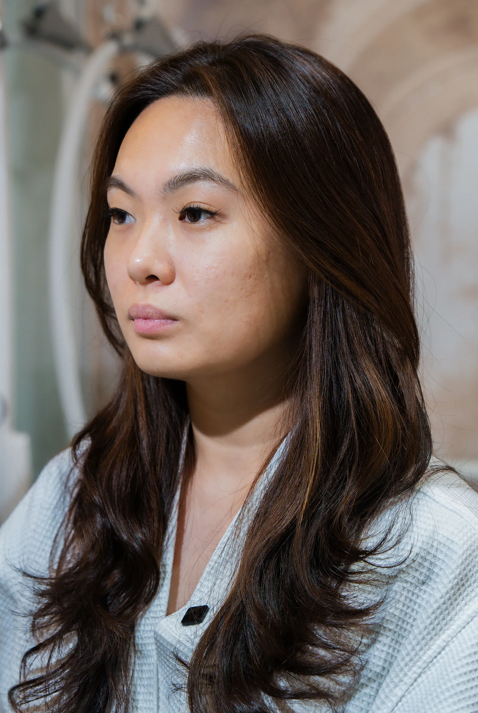 Woman get her skin assessed at Le Meur