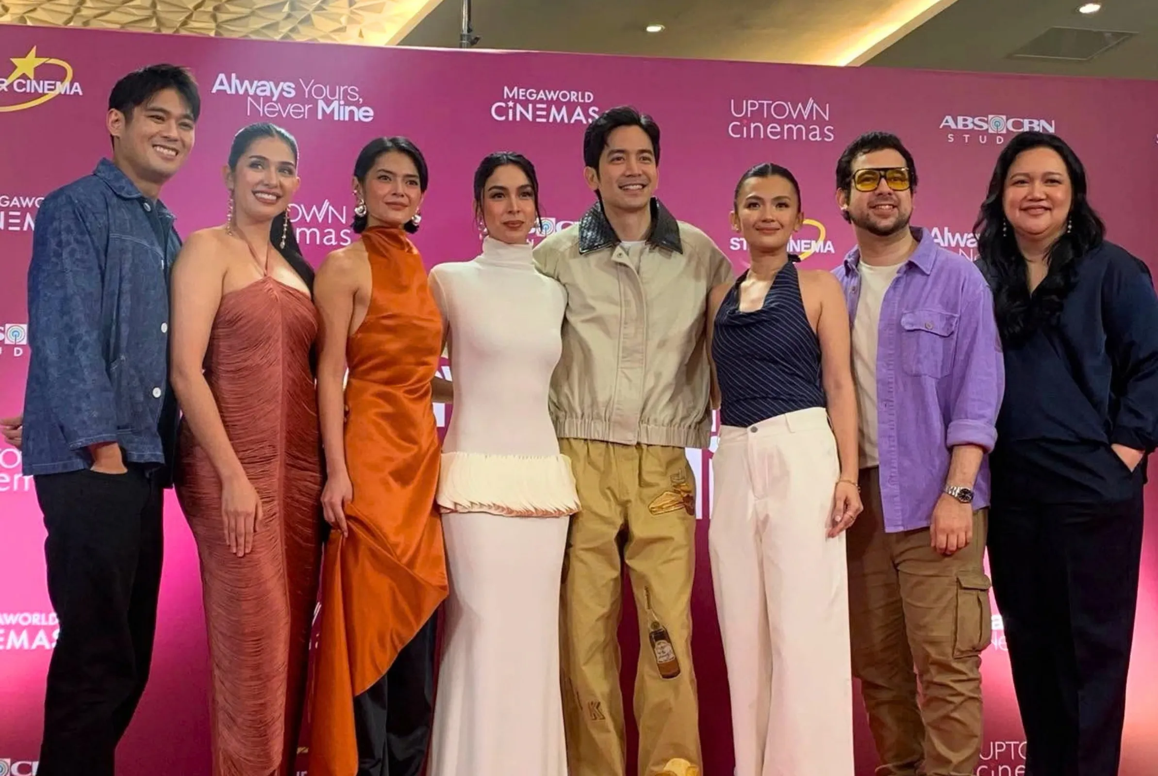 The cast: Migs Almendras, Joy Barcoma, Bianca Umali, Julia Barretto, Joshua Garcia, Reyes, and Bob Jbeili with writer Vanessa R. Valdez