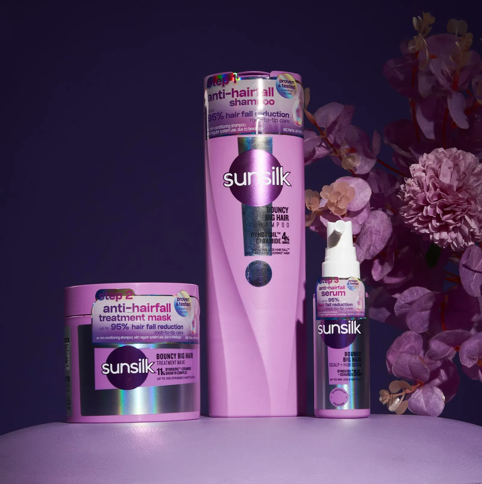 Scalp + Hair Strengthening Treatment, Scalp + Hair Root-Lifting Shampoo, and Scalp + Hair Growth-Boosting Serum