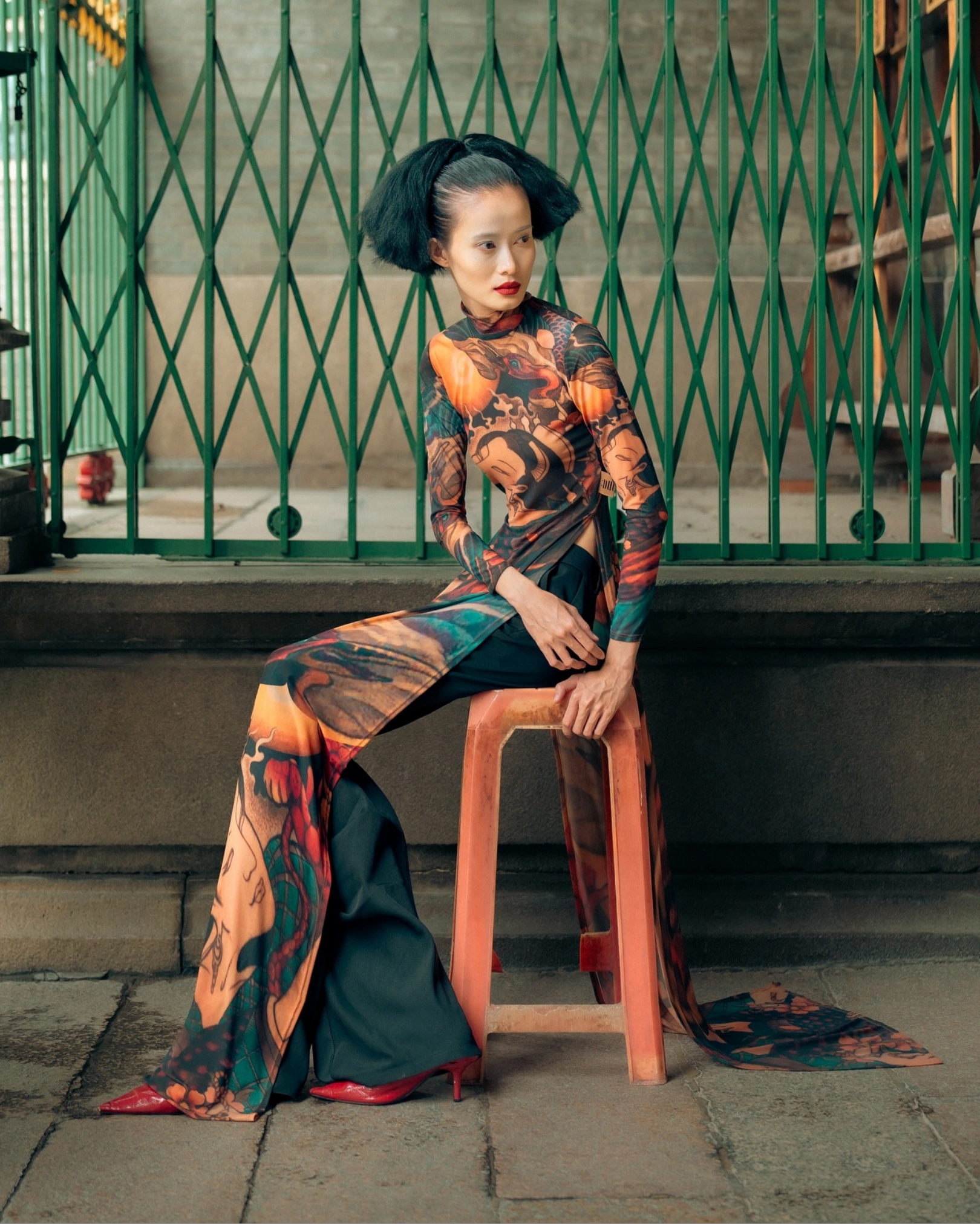 Duc Studio  Photographed by Pham Thanh Tung, Art Direction and Styling by Hnnga, Styling Assisted by Katherine, Makeup and Hair by Nguyệt Minh, Modeled by Huong Hue, Fashion Collaboration with PDMH