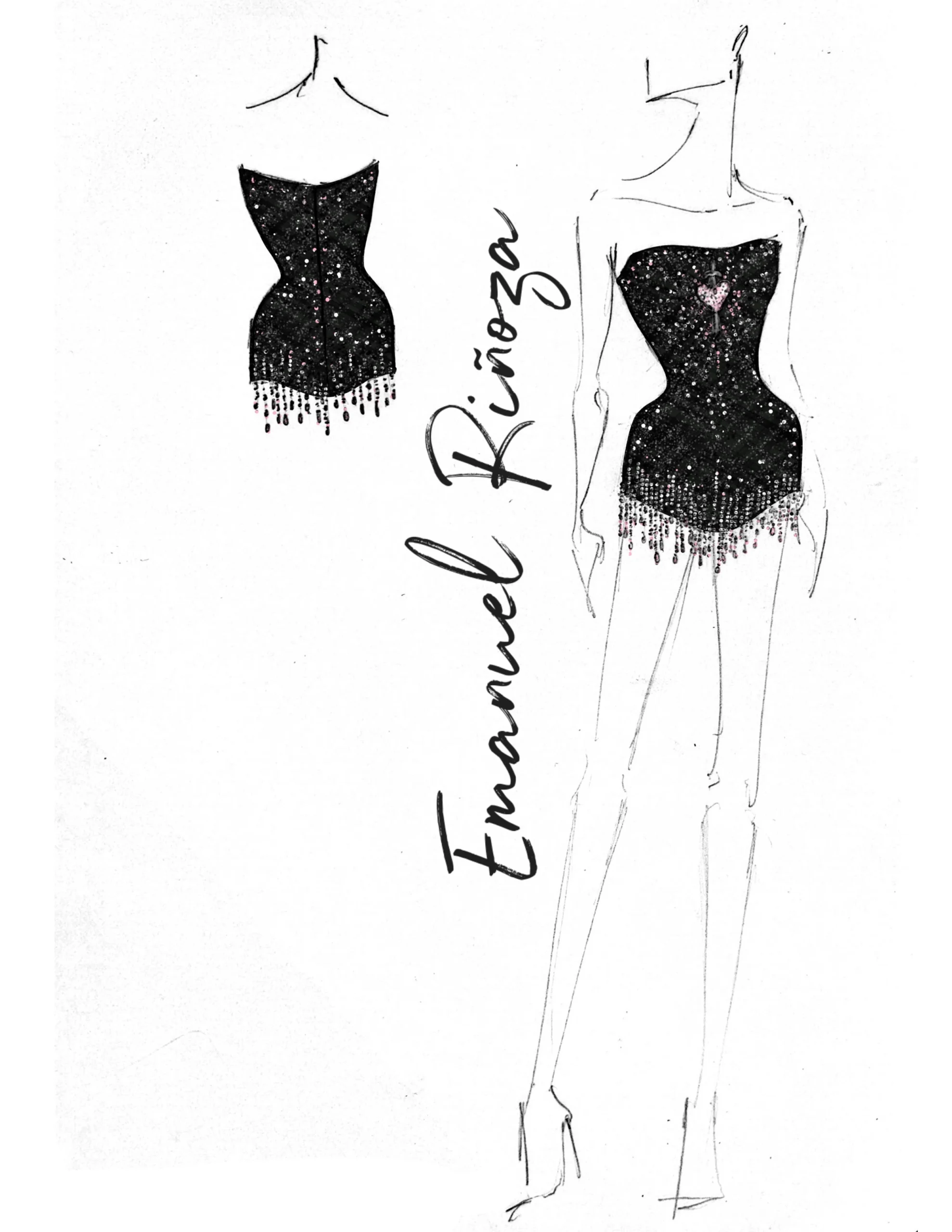 Lierge Perey's couture dress; Sketch by Emanuel Riñoza