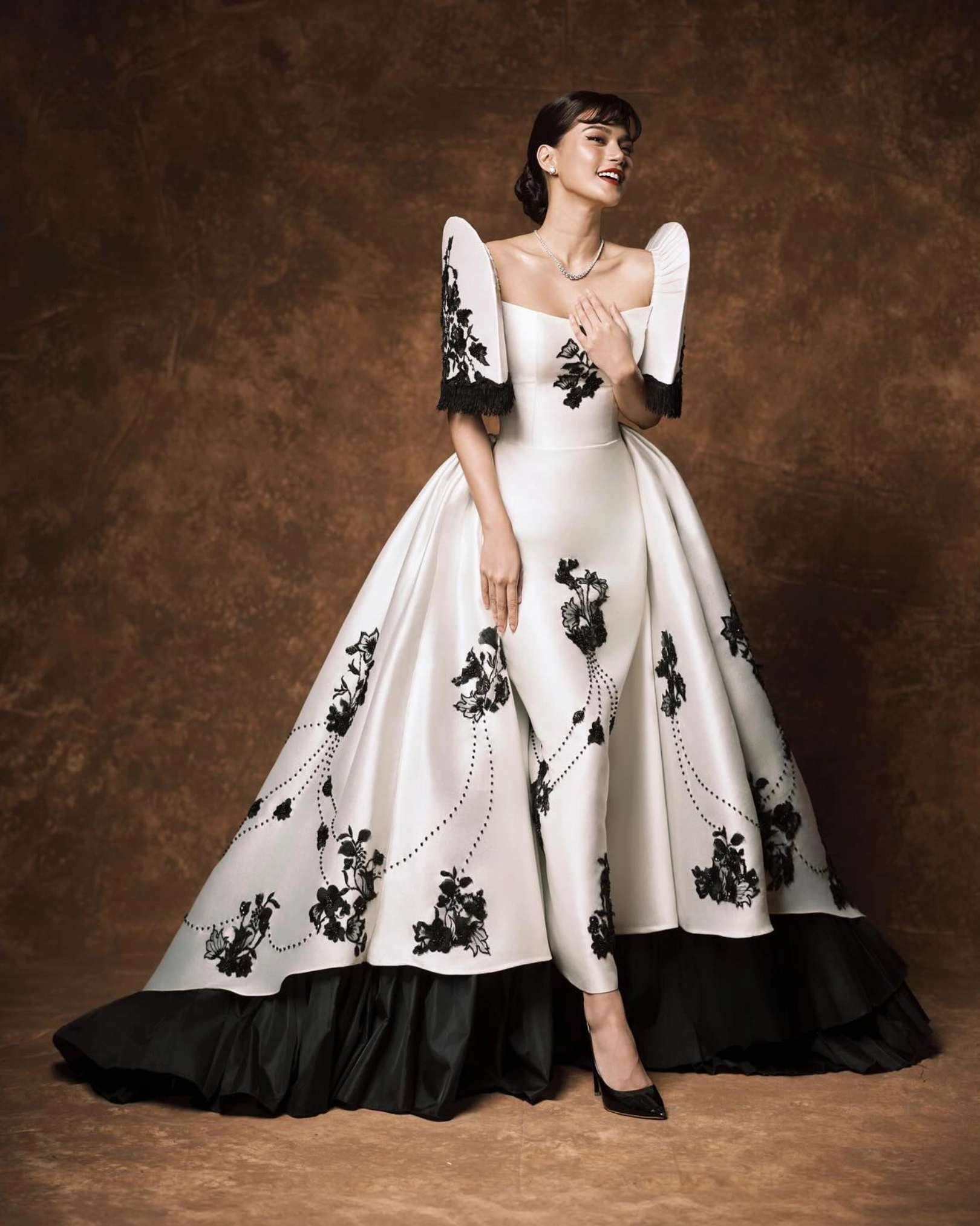 Maris Racal wearing AJ Javier and Diagold; Photographed by Dookie Ducay, Creative Direction by Eugene David, Styled by Adrianne Concepcion, Style Associates Via Abarra and Cent Bermas, Makeup by Janica Cleto, Hair by Aries Manal, Captured at PioneerX Studios, Photographer’s Assistants Byron Deguzman and Sean Francisco
