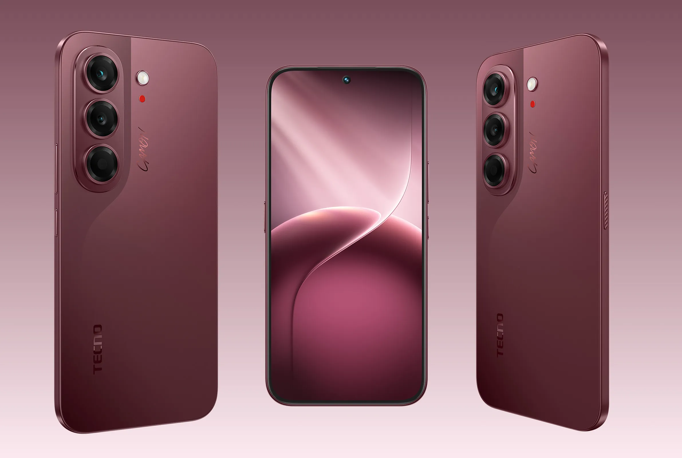 The Burgundy Red variant of the CAMON Slim 5G