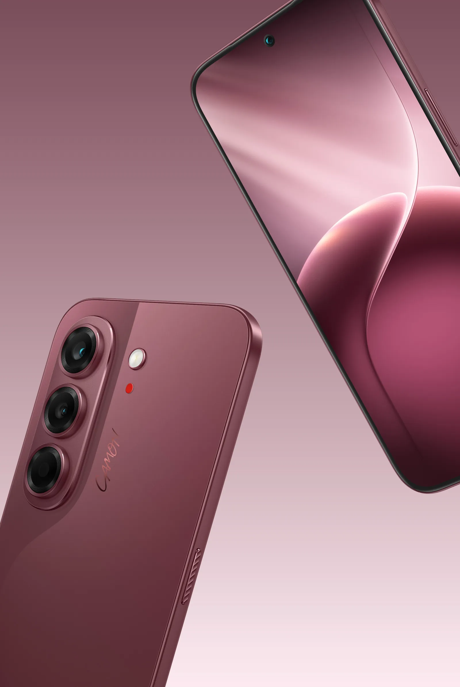 The Burgundy Red variant of the CAMON Slim 5G
