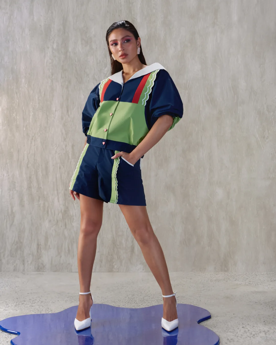 Nadine in Fins top and Fins Shorts